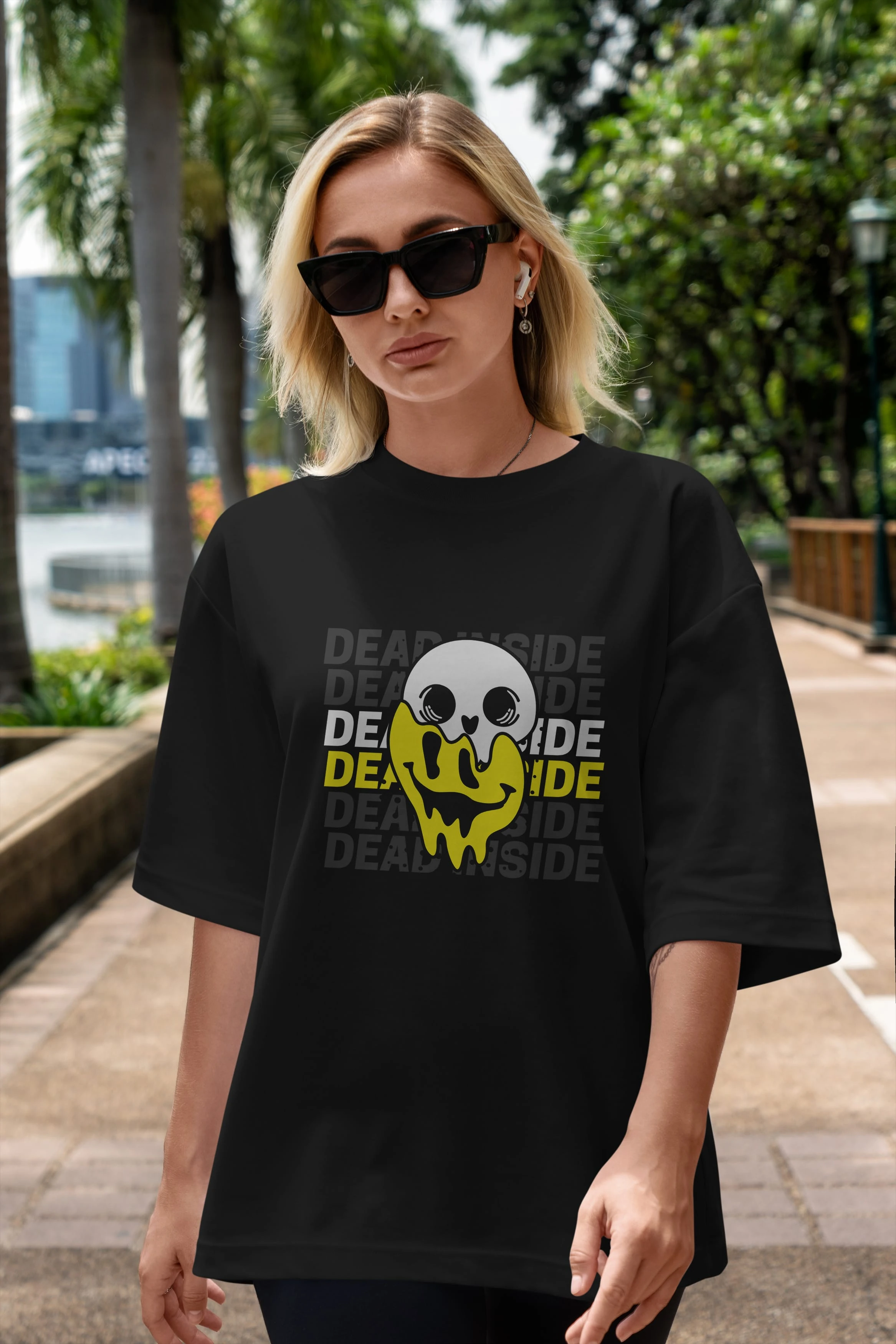 Dead Inside Yazılı Ön Baskılı Oversize t-shirt Erkek Kadın Unisex