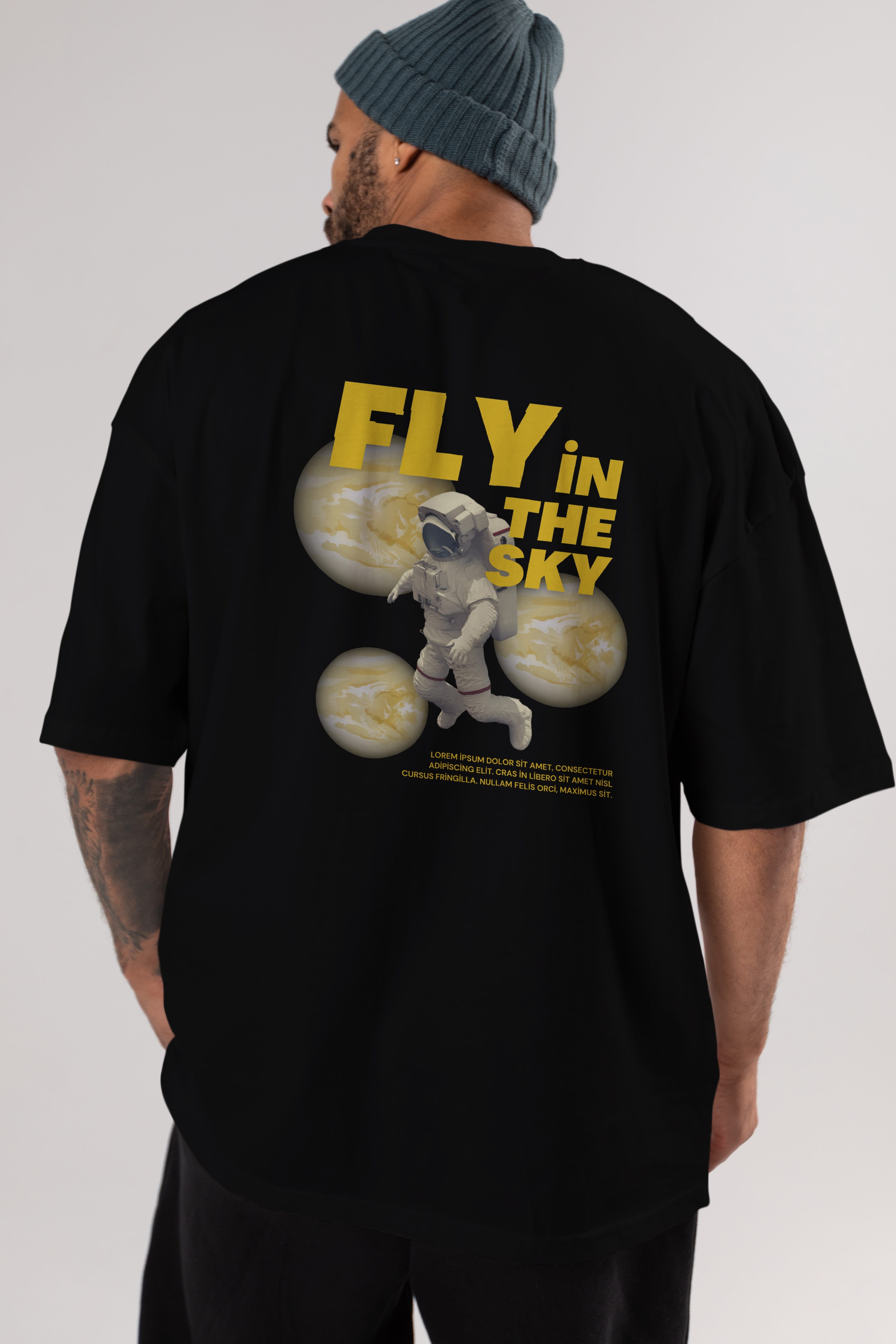 Fly in The Sky Arka Baskılı Oversize t-shirt Erkek Kadın Unisex