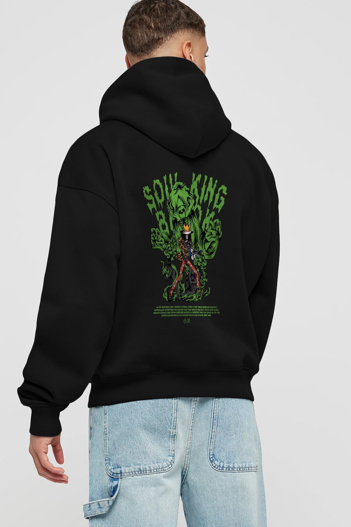 Soul King Brook Anime Arka Baskılı Hoodie Oversize Kapüşonlu Sweatshirt Erkek Kadın Unisex