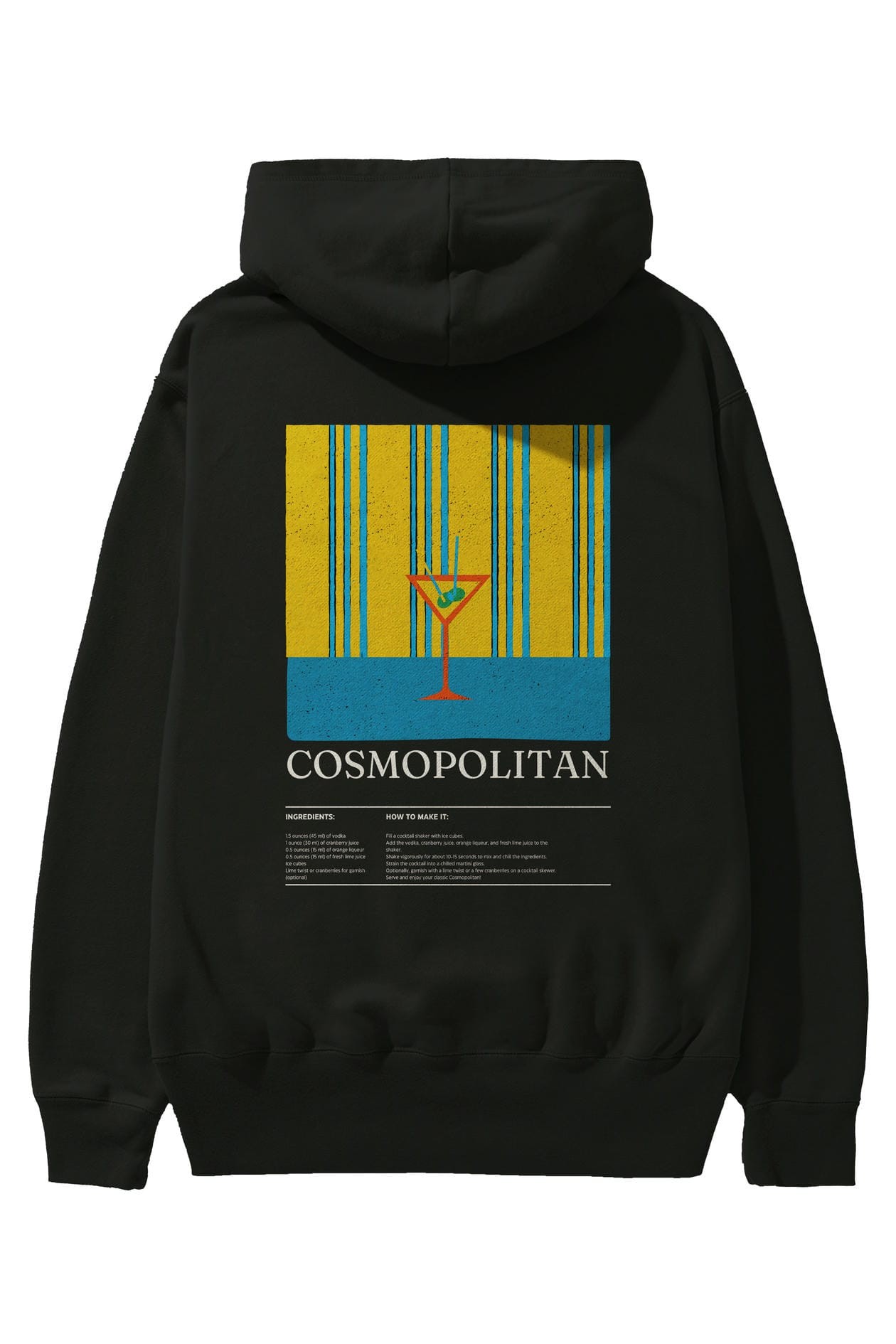 Cosmopolitan Kokteyl Arka Baskılı Hoodie Oversize Kapüşonlu Sweatshirt Erkek Kadın