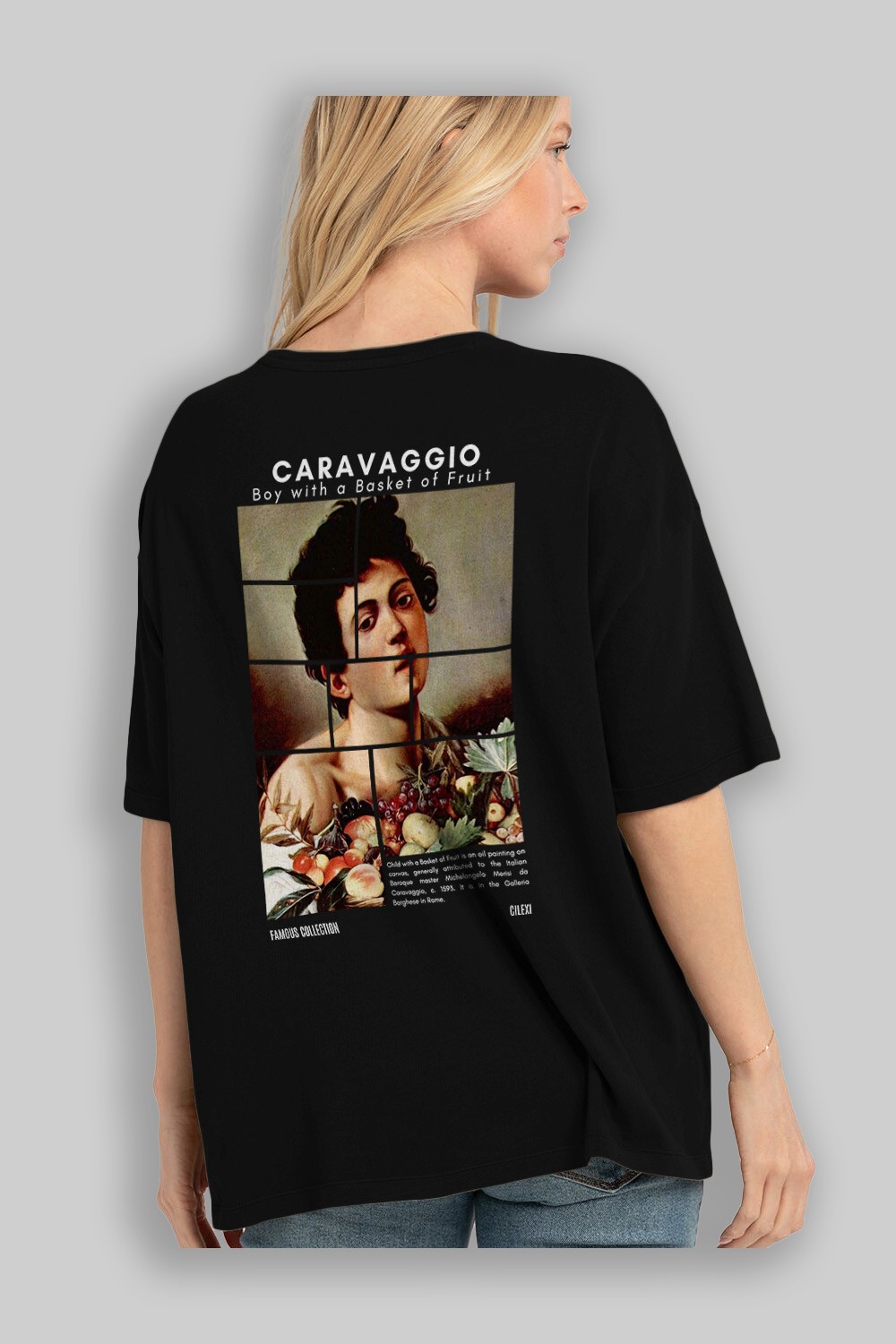 Caravaggio Boy Arka Baskılı Oversize t-shirt Erkek Kadın Bisiklet Yaka Pamuk tişort
