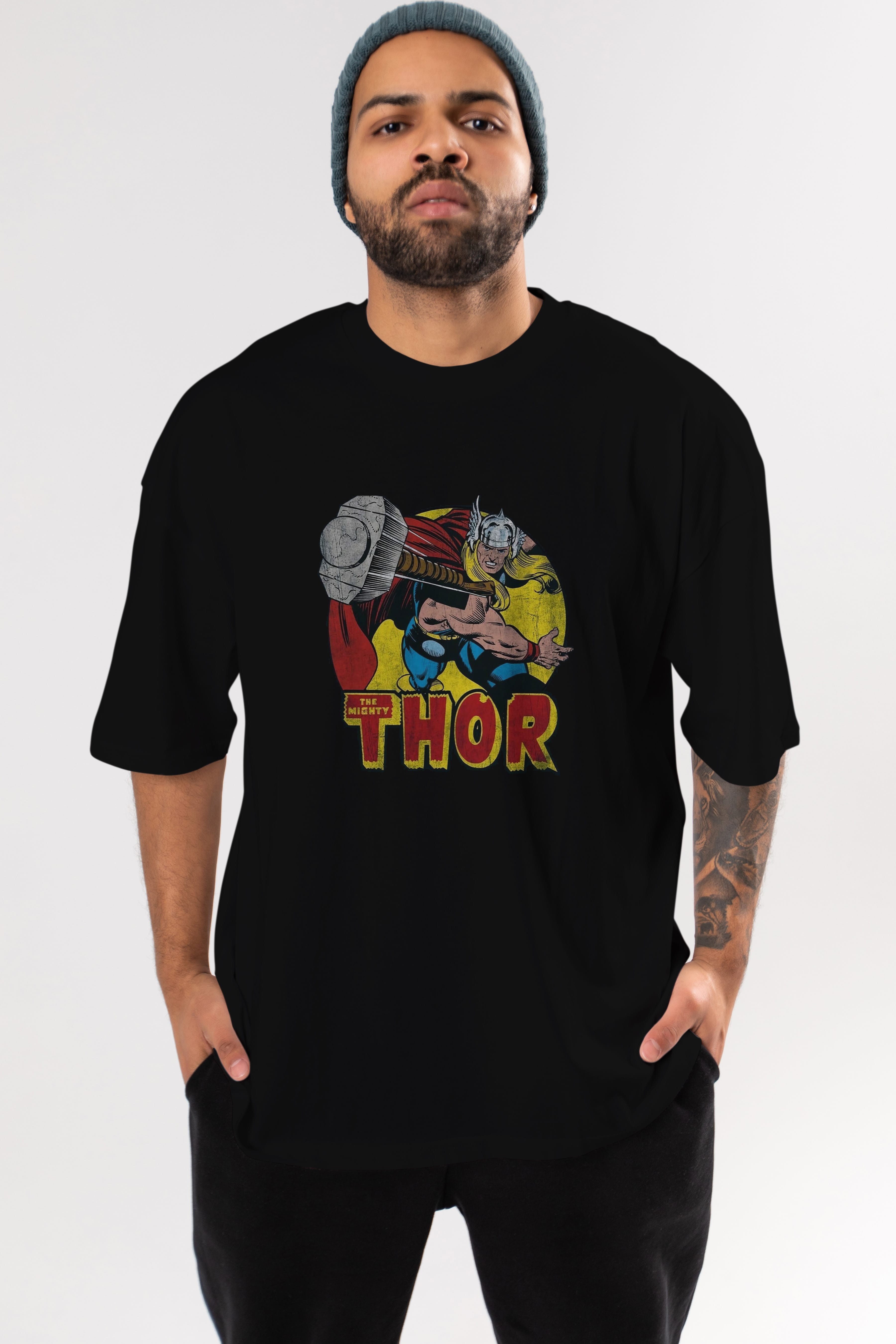 Thor 1 Ön Baskılı Oversize t-shirt Erkek Kadın Unisex %100 Pamuk Bisiklet Yaka tişort