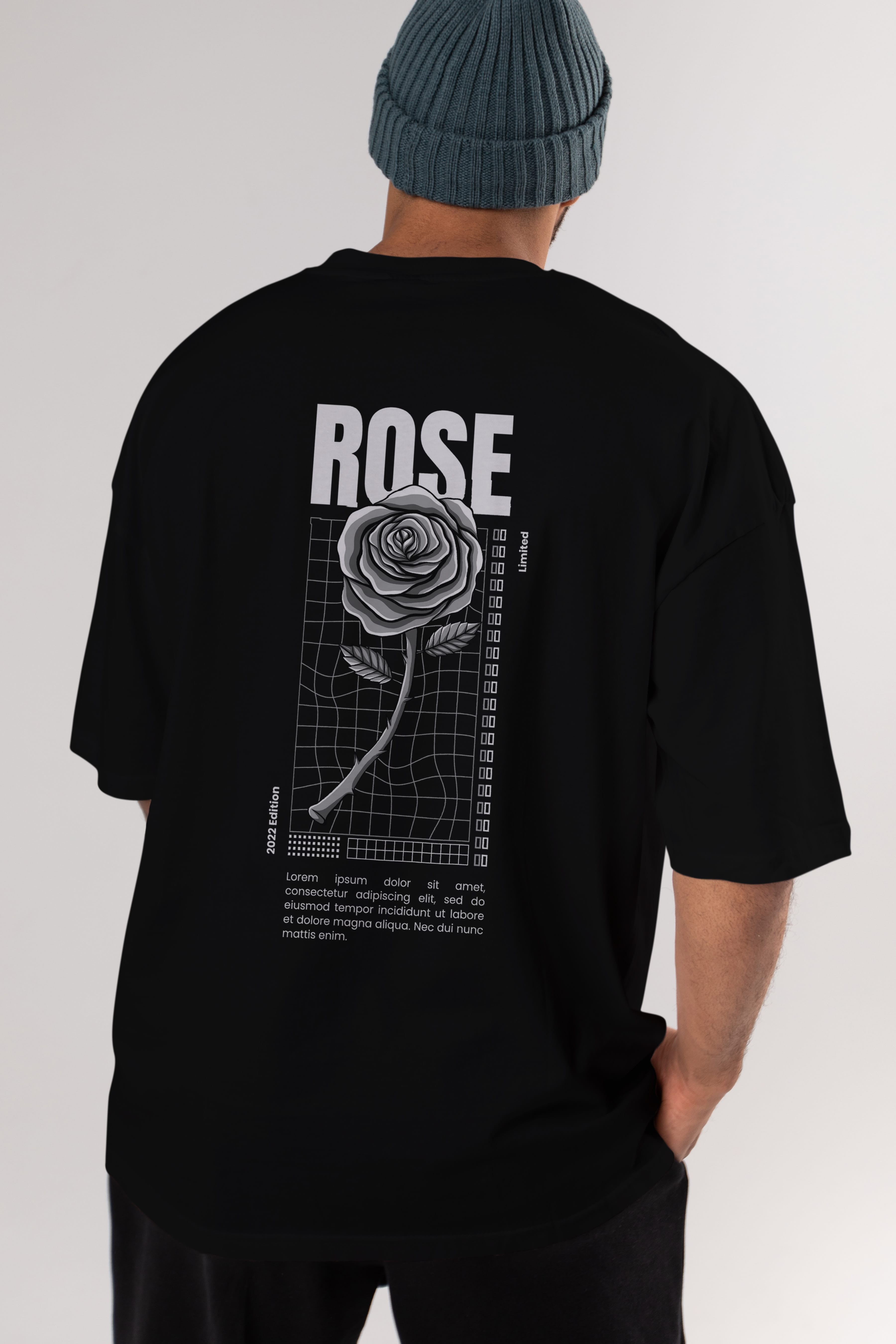 Rose Streetwear Arka Baskılı Oversize t-shirt Erkek Kadın Unisex