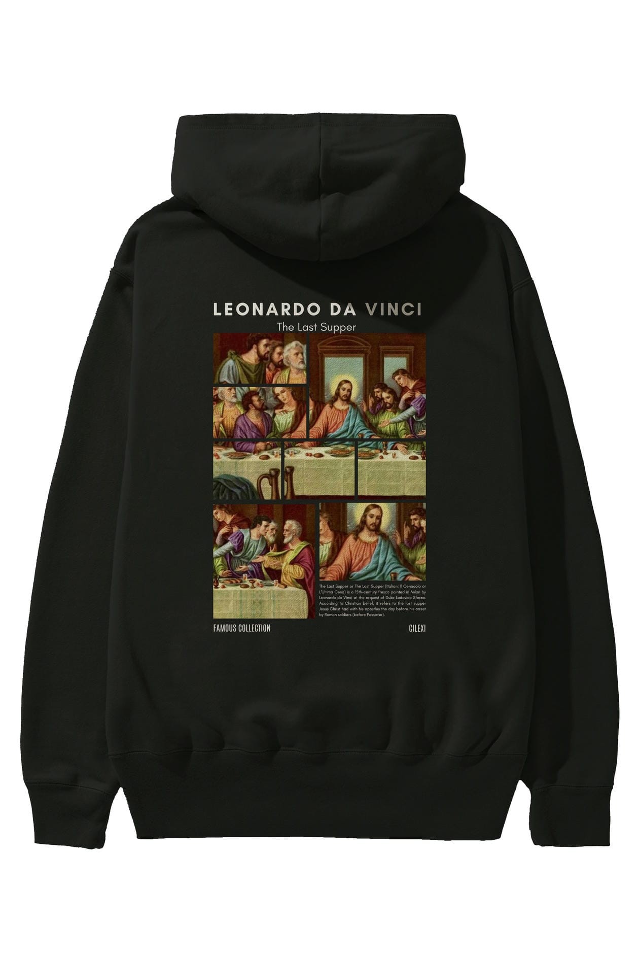 Leonardo Da Vinci Arka Baskılı Hoodie Oversize Kapüşonlu Sweatshirt Erkek Kadın