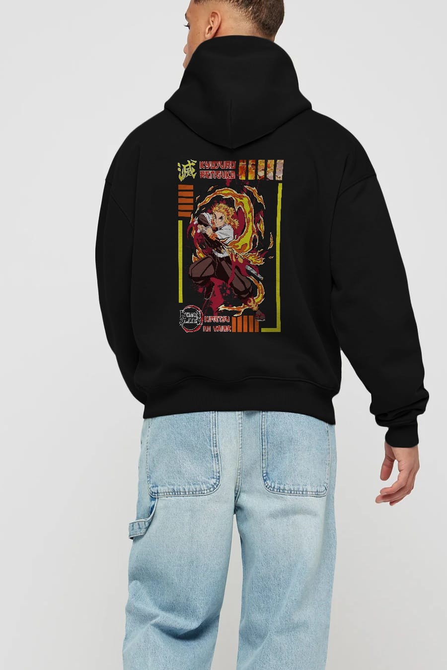 KYOJURO RENGOKU Anime Arka Baskılı Hoodie Oversize Kapüşonlu Sweatshirt Erkek Kadın Unisex