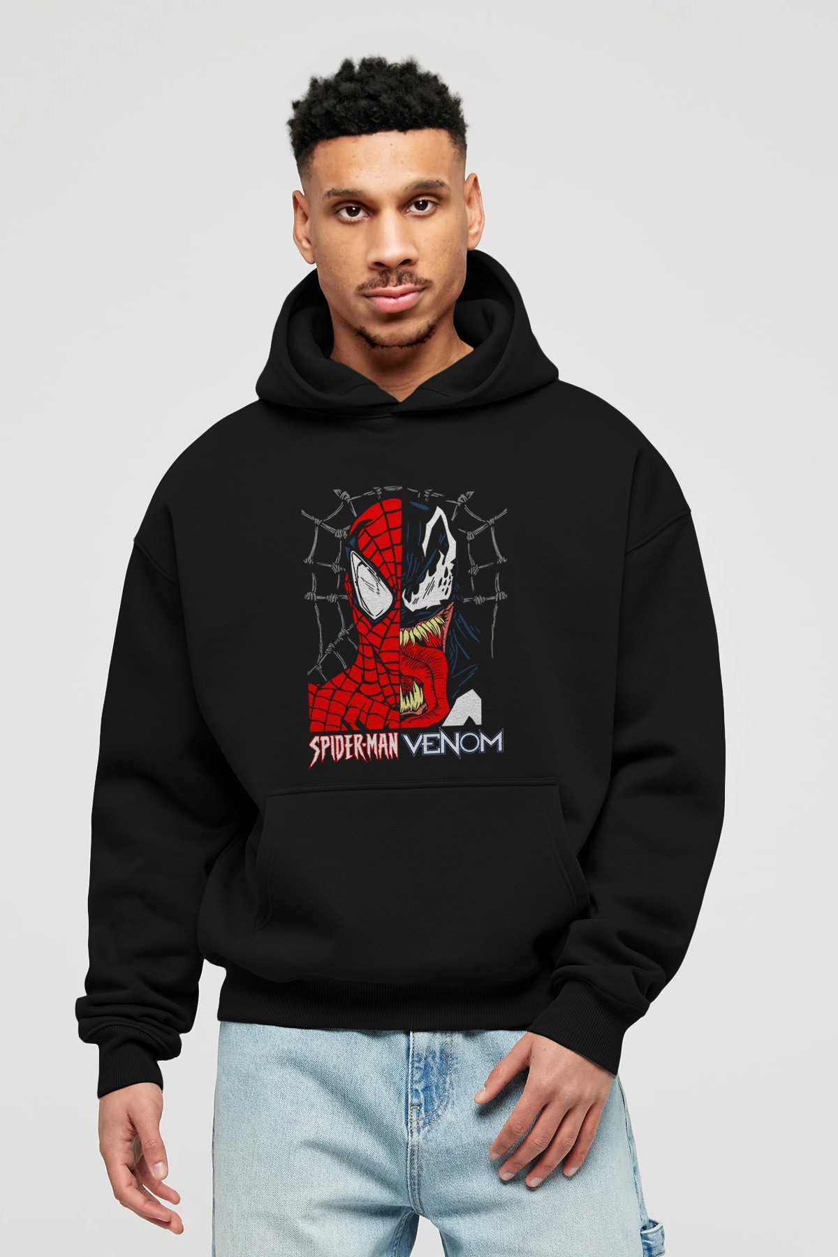 Spiderman Venom Ön Baskılı Hoodie Oversize Kapüşonlu Sweatshirt Erkek Kadın Unisex