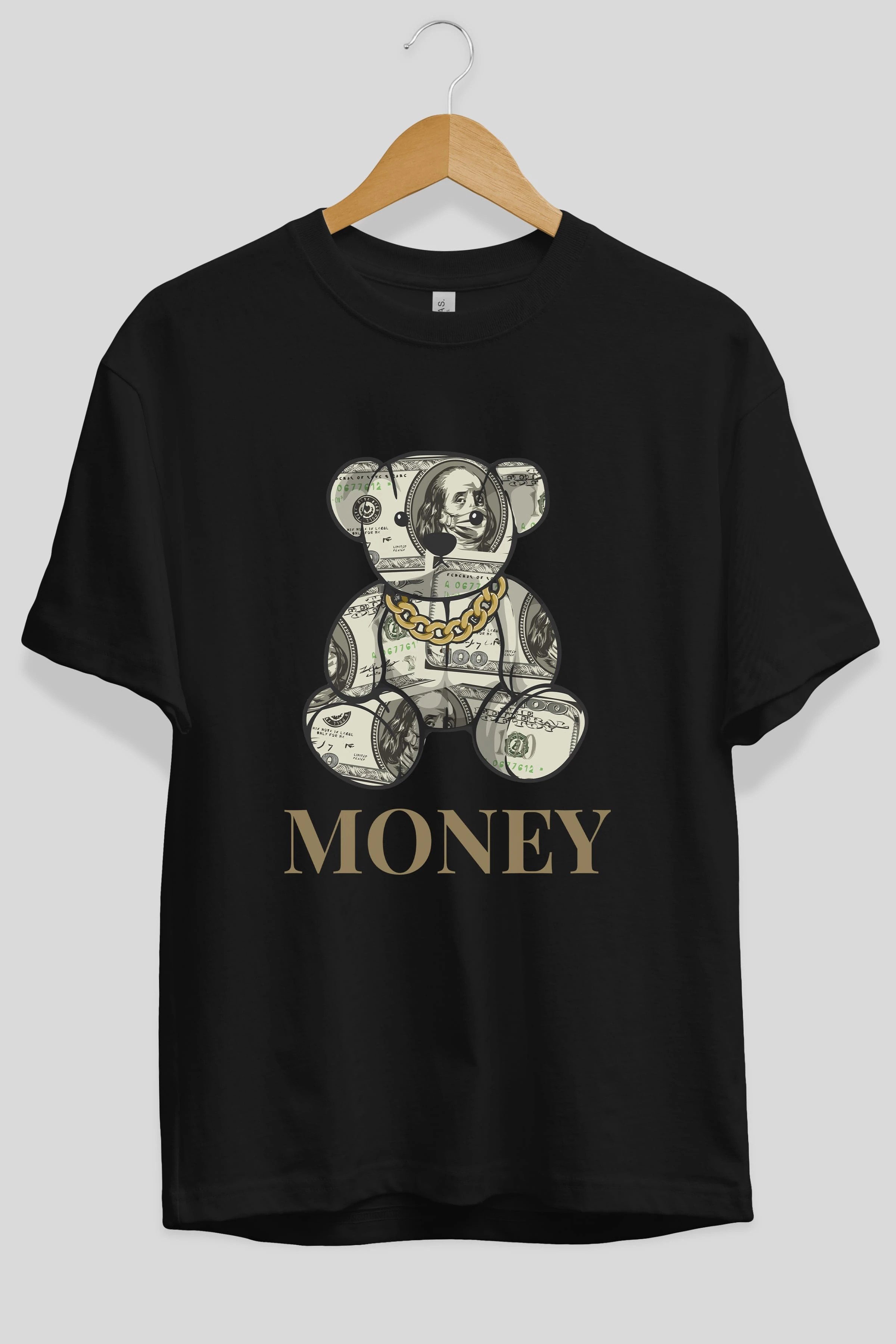 Teddy Bear Money Ön Baskılı Oversize t-shirt Erkek Kadın Unisex