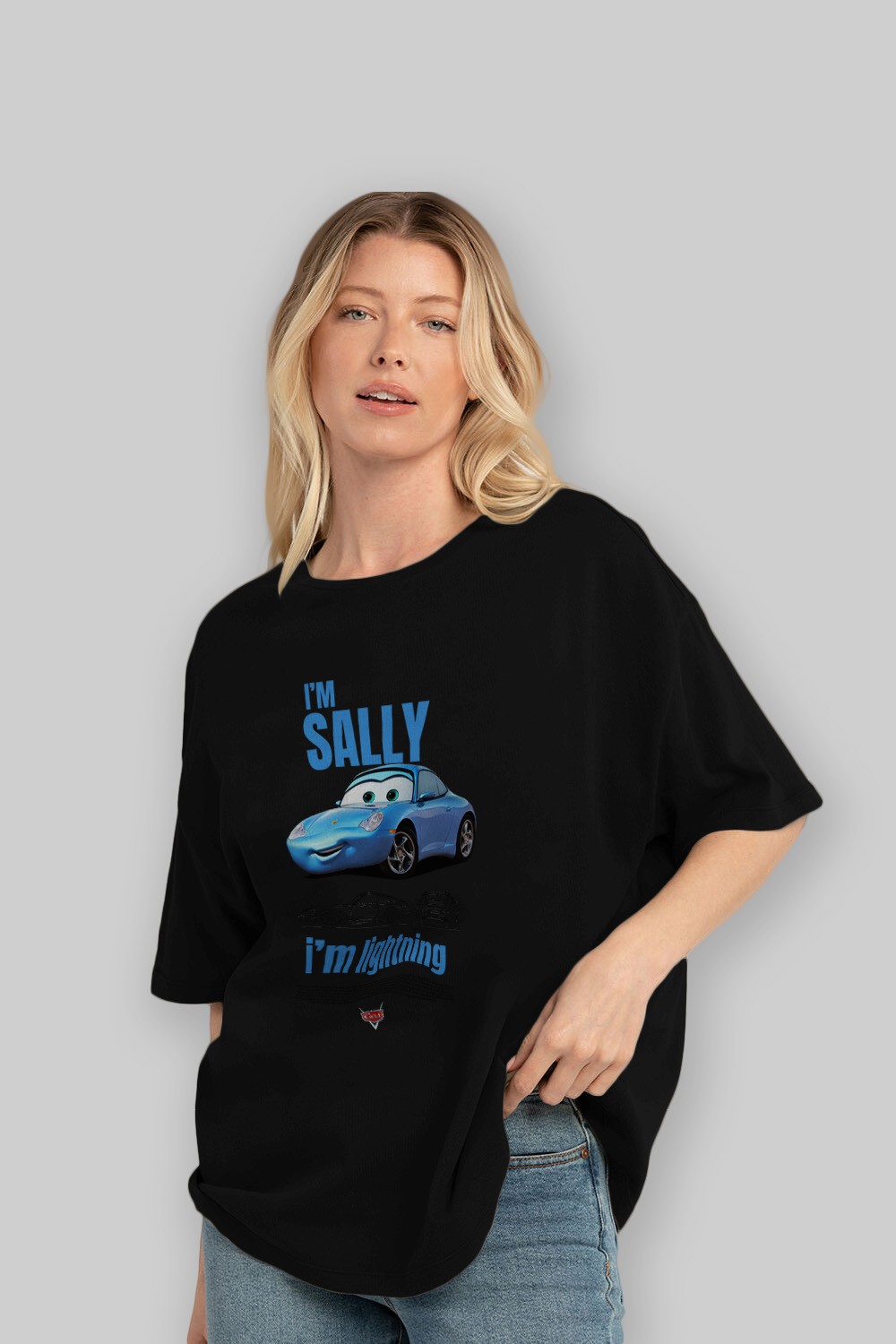 i am SALLY , i am lightning Ön Baskılı Oversize t-shirt Erkek Kadın Unisex %100 Pamuk Bisiklet Yaka tişort