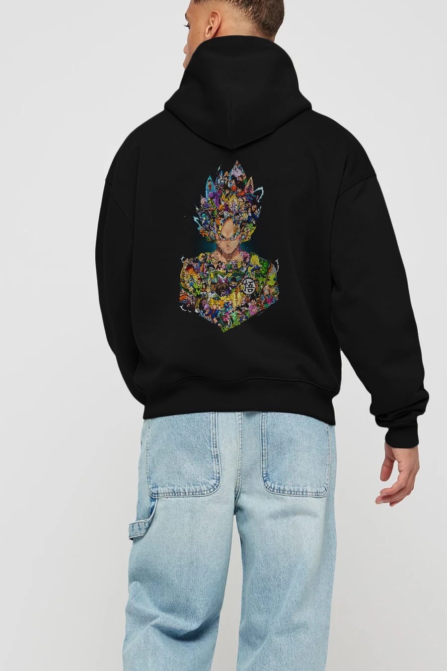 DRAGON BALL ART Anime Arka Baskılı Hoodie Oversize Kapüşonlu Sweatshirt Erkek Kadın Unisex