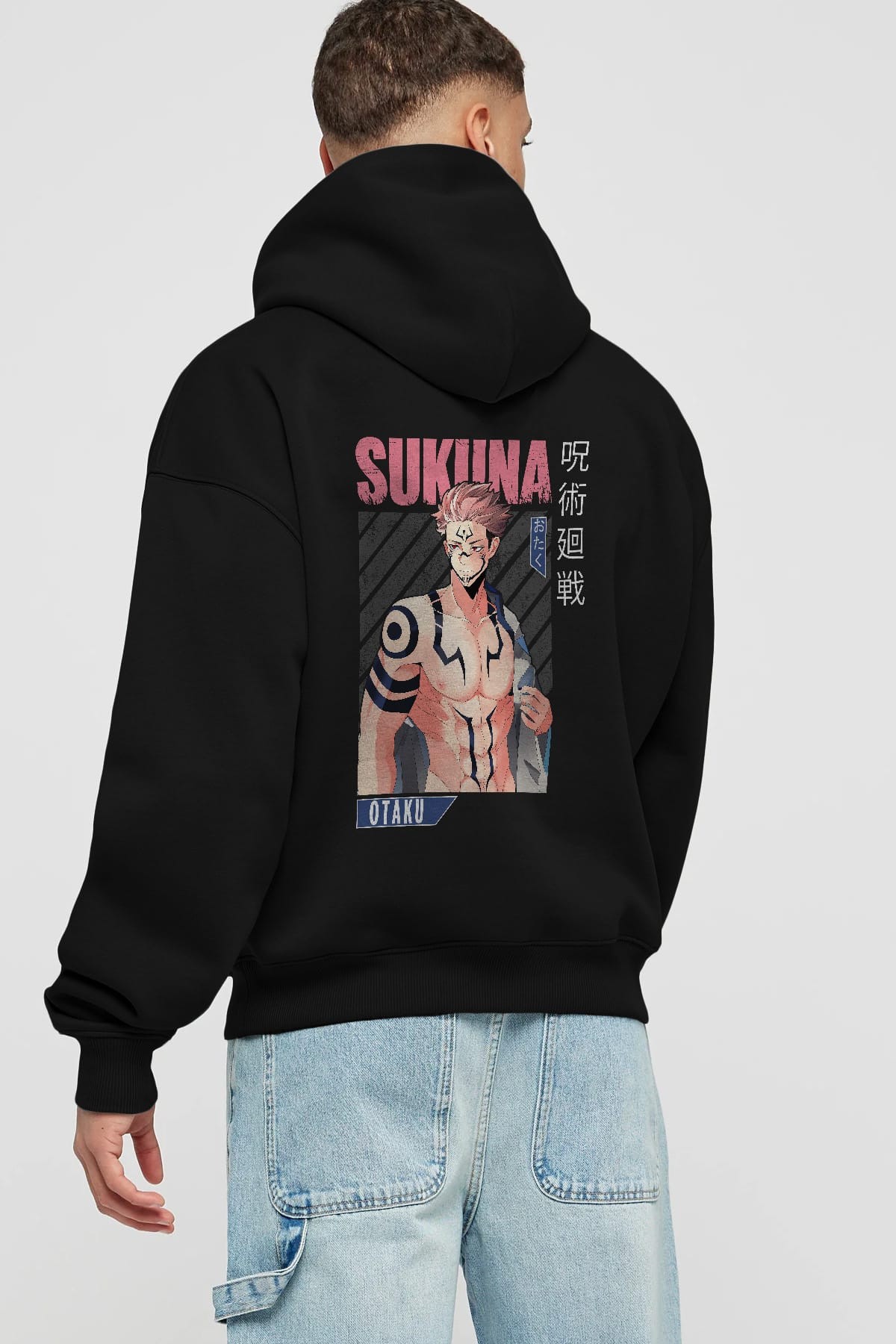Sukuna Ryoumen 1 Anime Arka Baskılı Hoodie Oversize Kapüşonlu Sweatshirt Erkek Kadın Unisex