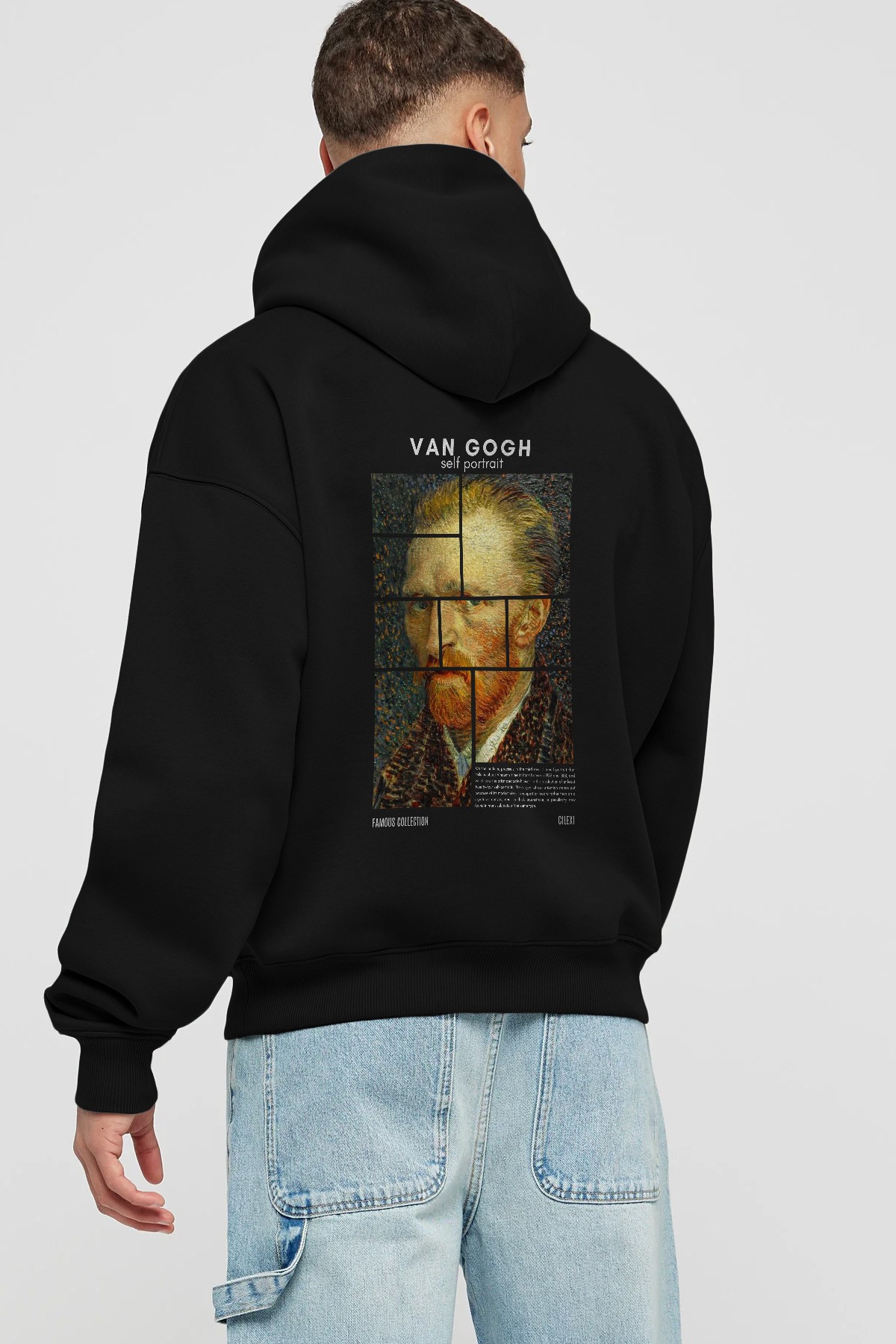Van Gogh Self Portrait Arka Baskılı Hoodie Oversize Kapüşonlu Sweatshirt Erkek Kadın