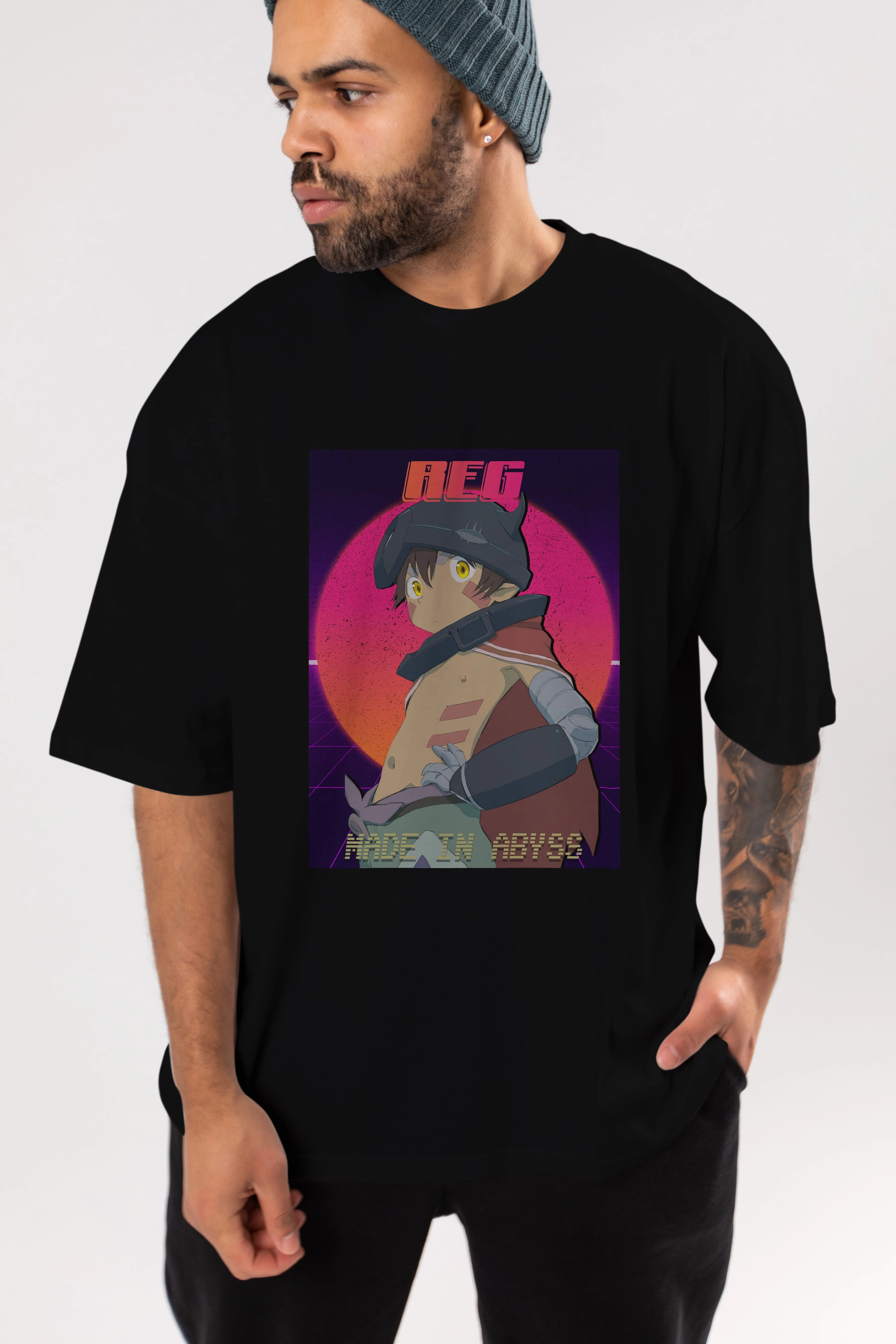 Reg 7 Anime Ön Baskılı Oversize t-shirt %100 pamuk Erkek Kadın Unisex