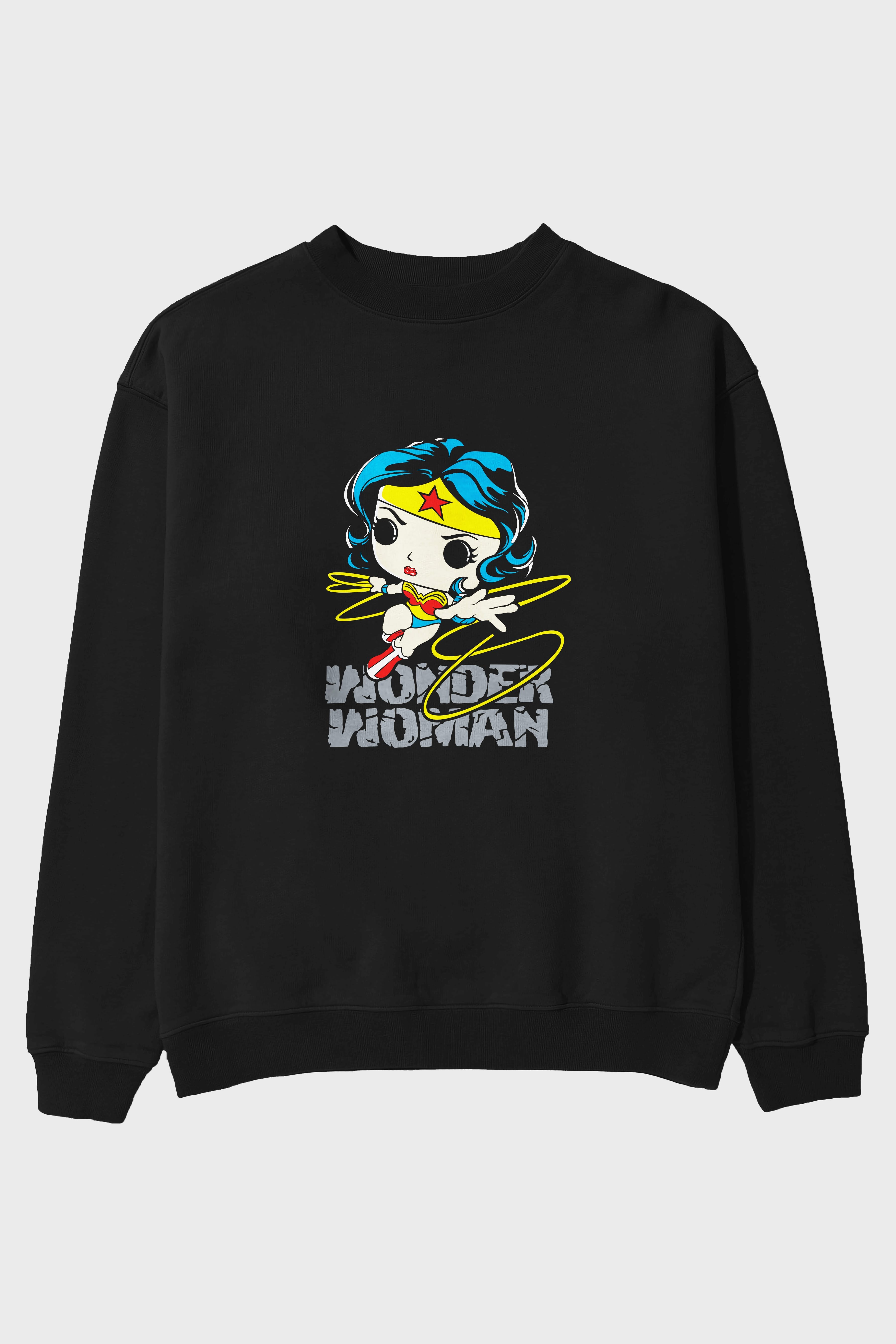 Wonder Woman Ön Baskılı Oversize Sweatshirt Erkek Kadın Unisex