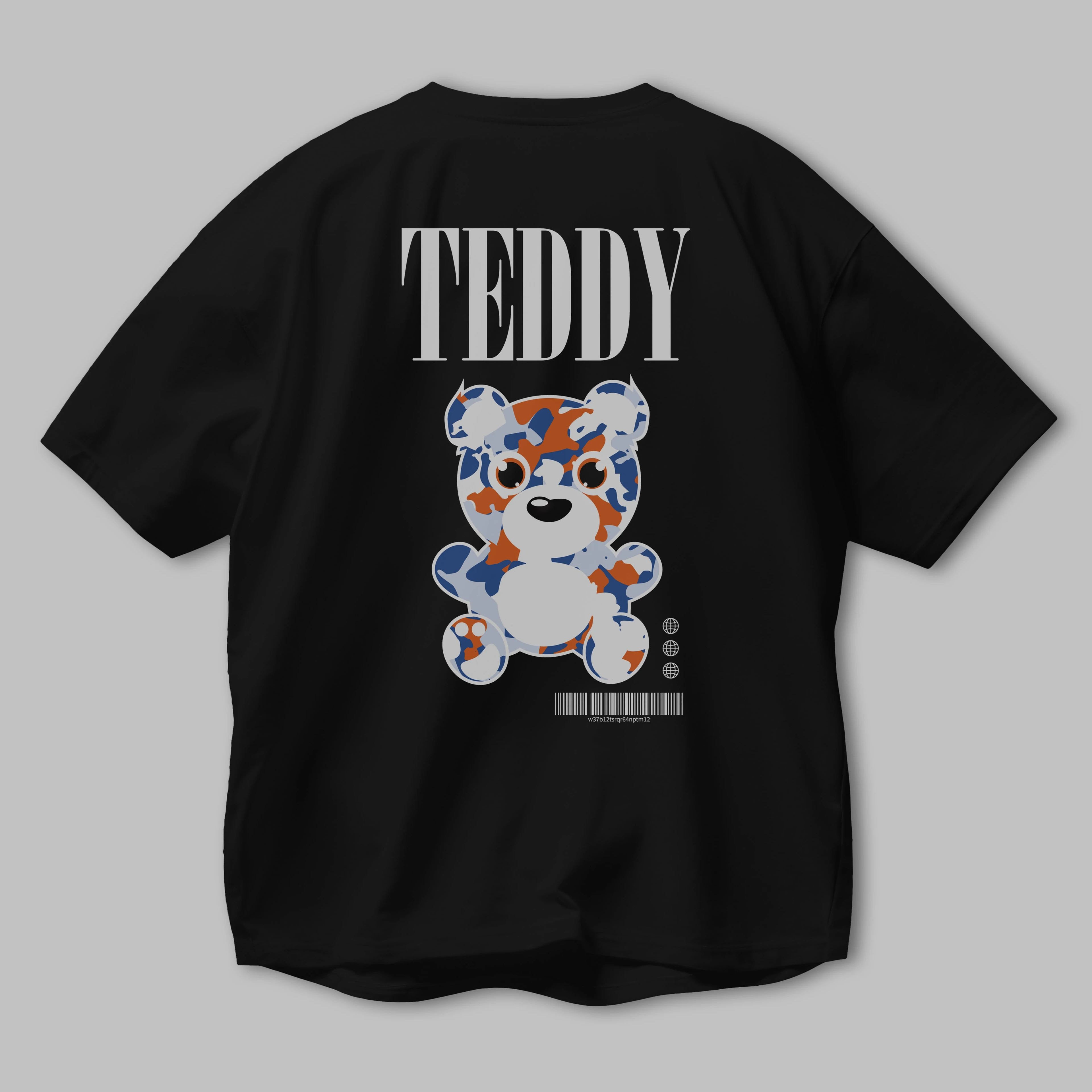 Teddy Bear Streetwear Arka Baskılı Oversize t-shirt Erkek Kadın Unisex
