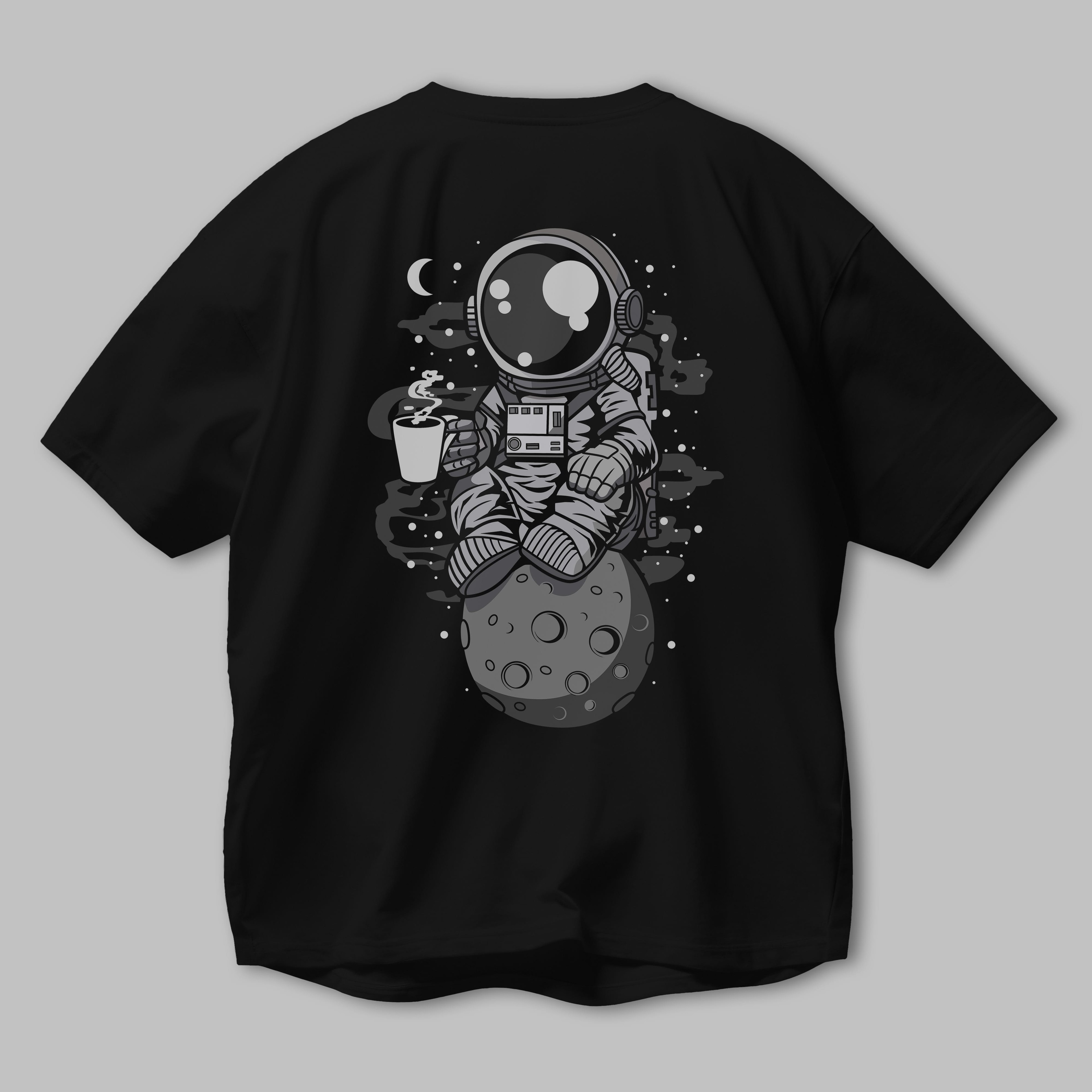 Astronaut Coffee Arka Baskılı Oversize t-shirt Erkek Kadın Unisex