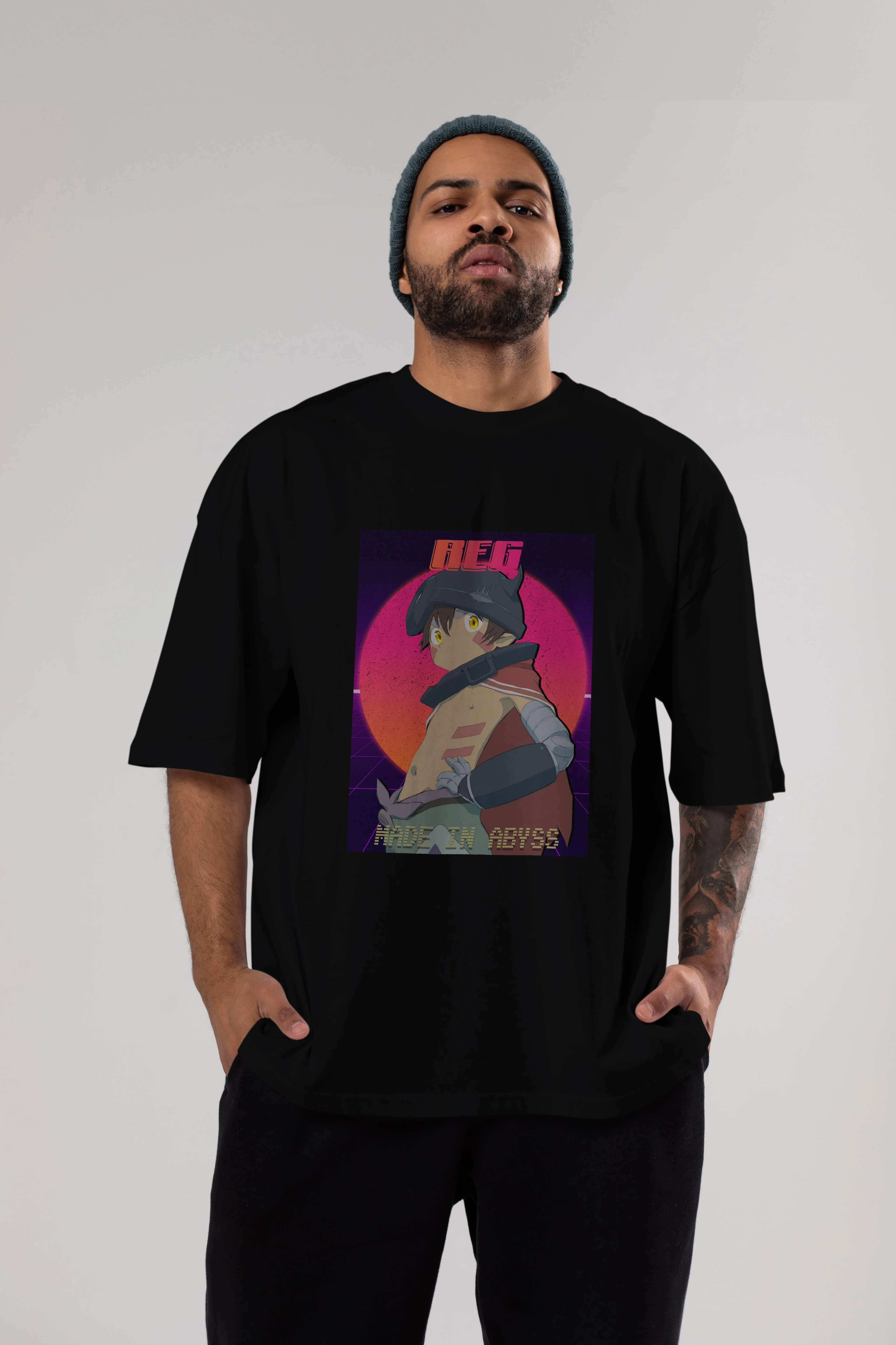 Reg 7 Anime Ön Baskılı Oversize t-shirt %100 pamuk Erkek Kadın Unisex