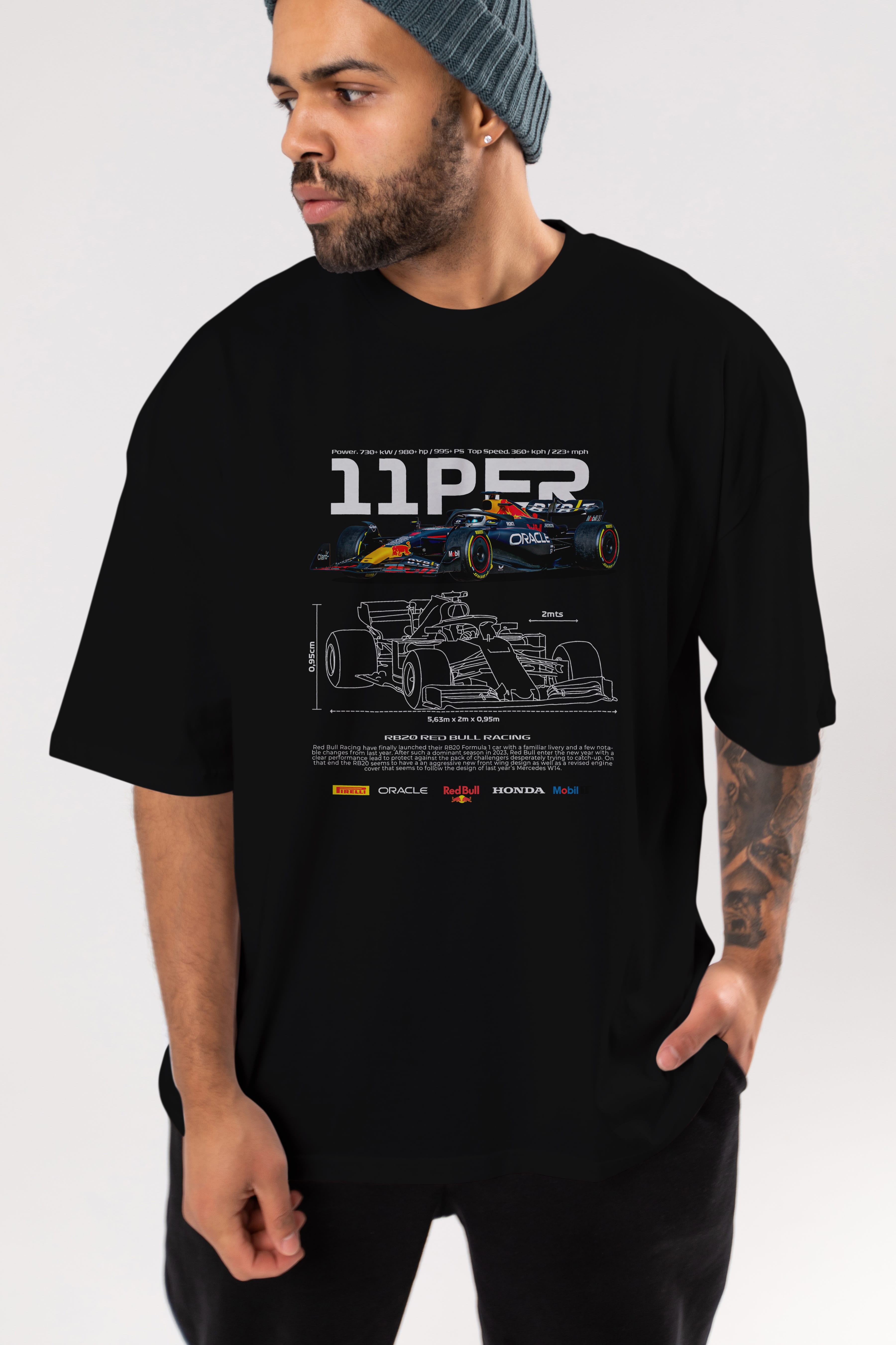 SERGIO PEREZ F1 Ön Baskılı Oversize t-shirt Erkek Kadın Unisex %100 Pamuk Bisiklet Yaka tişort