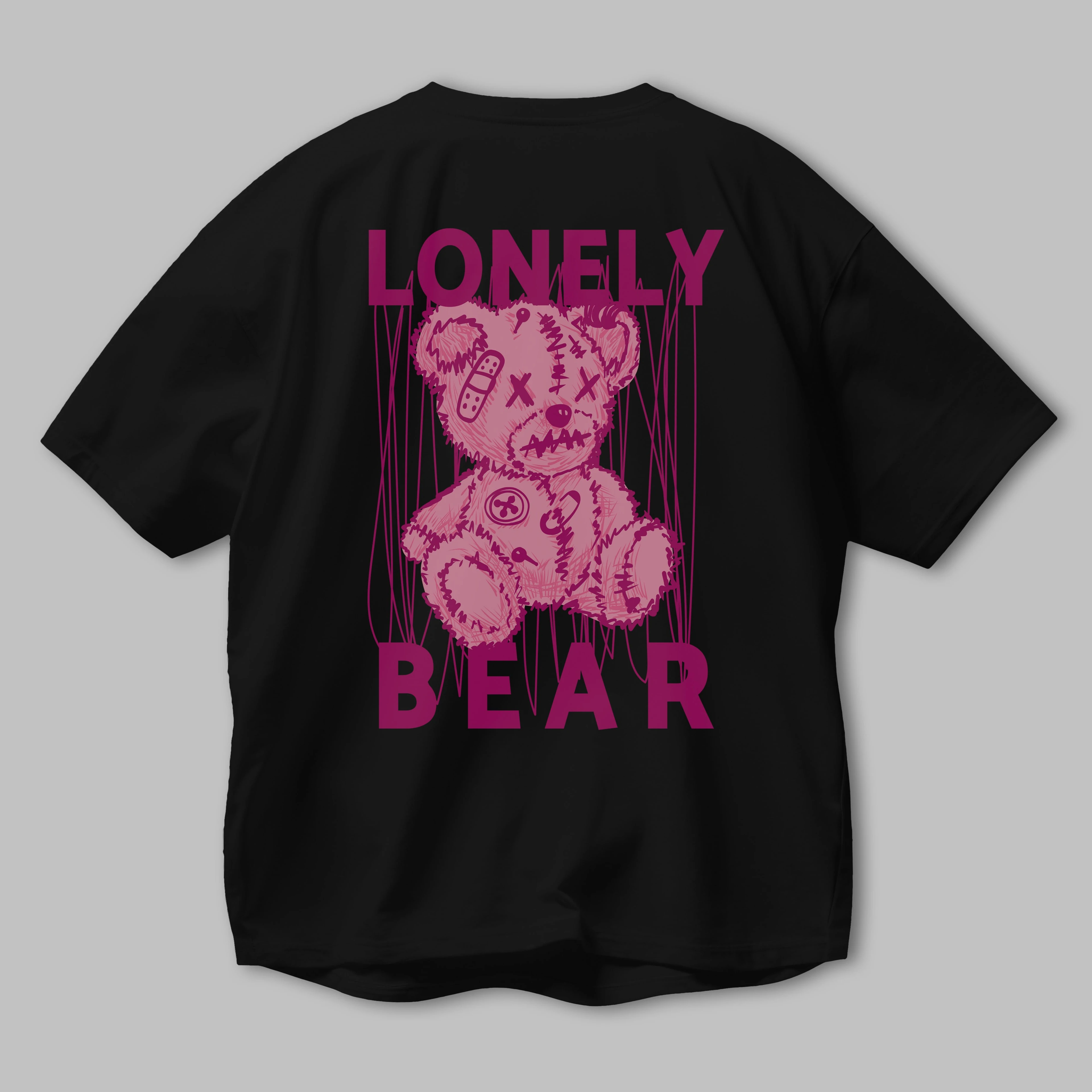 Lonely Bear Arka Baskılı Oversize t-shirt Erkek Kadın Unisex