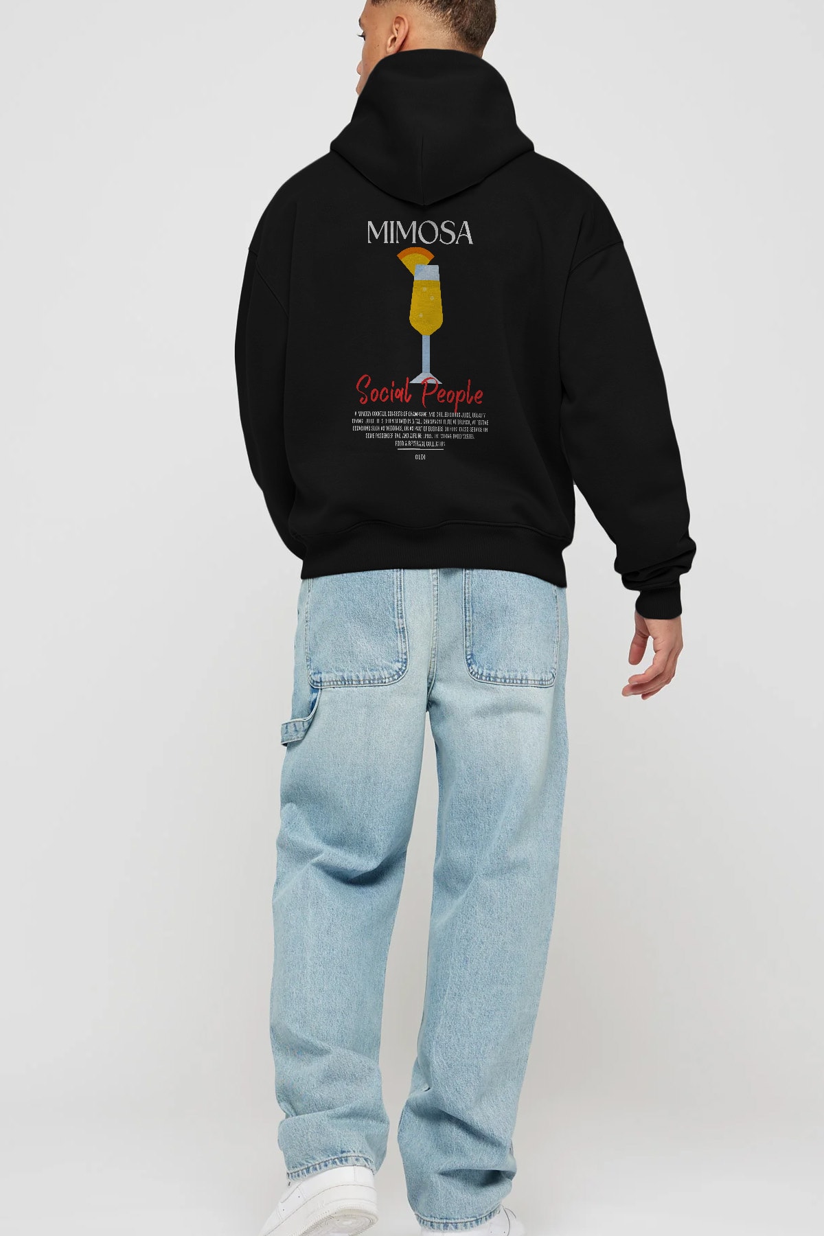 Mimosa Kokteyl Arka Baskılı Hoodie Oversize Kapüşonlu Sweatshirt Erkek Kadın