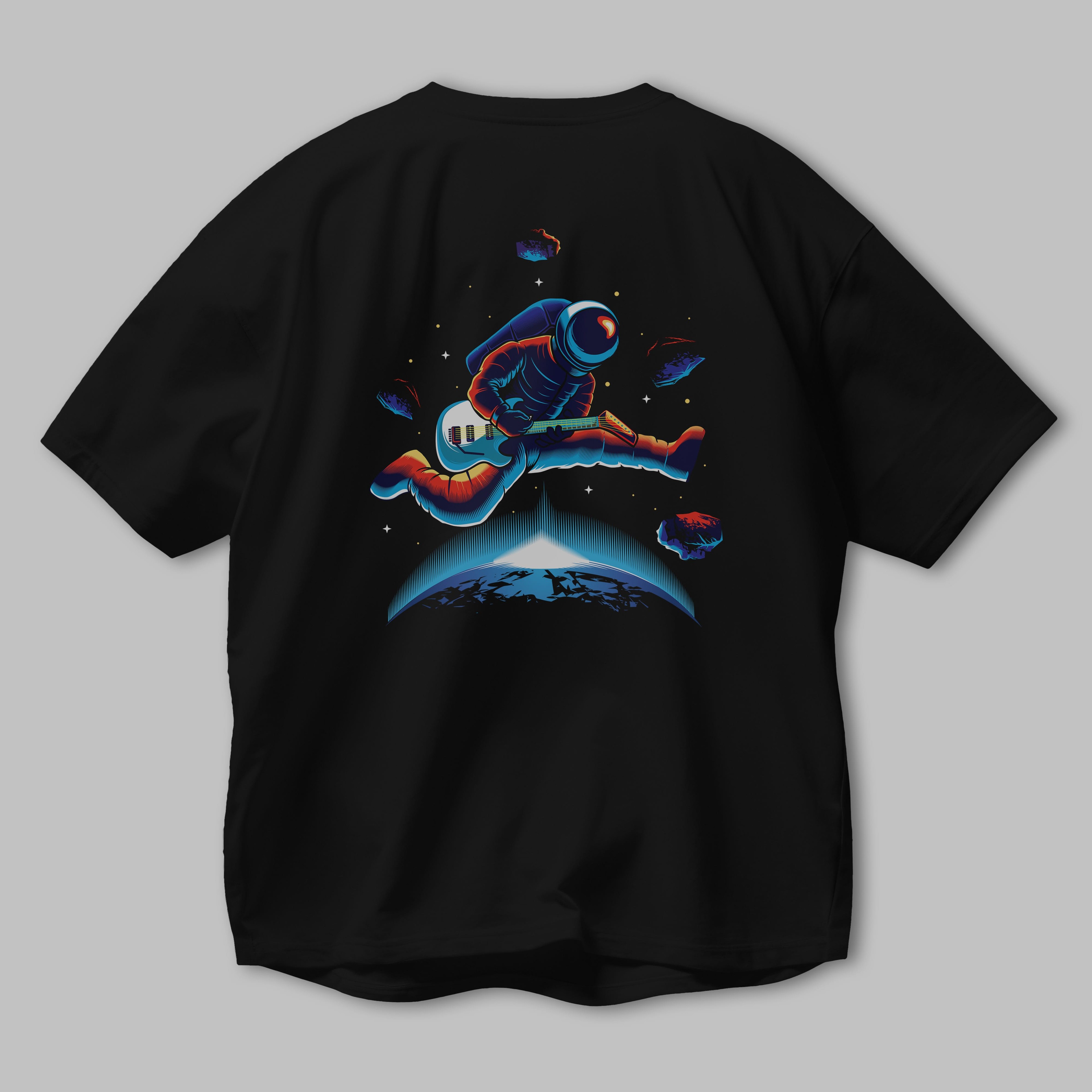 Astroguitar Arka Baskılı Oversize t-shirt Erkek Kadın Unisex