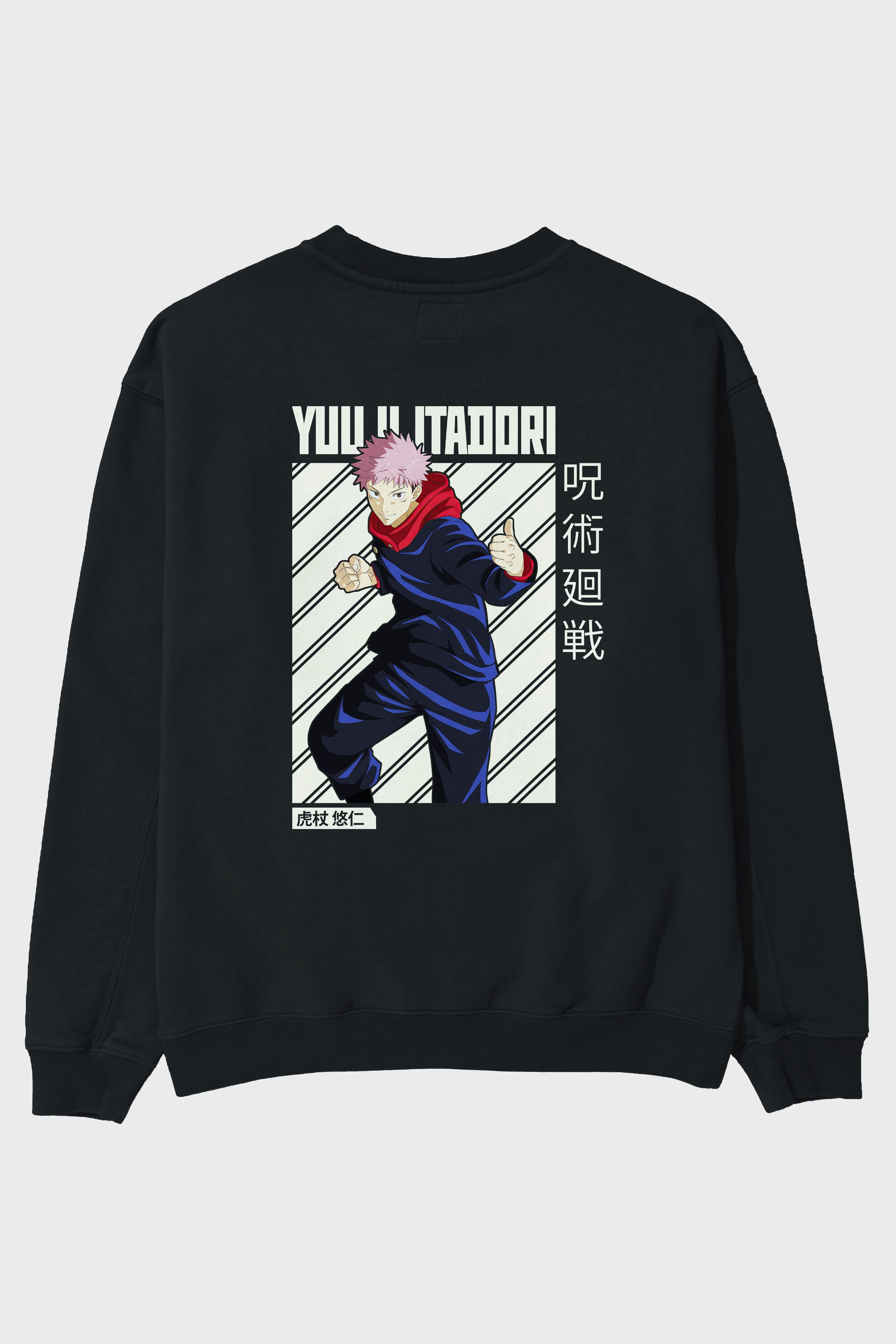 Yuuji Itadori 1 Anime Arka Baskılı Oversize Sweatshirt Erkek Kadın Unisex