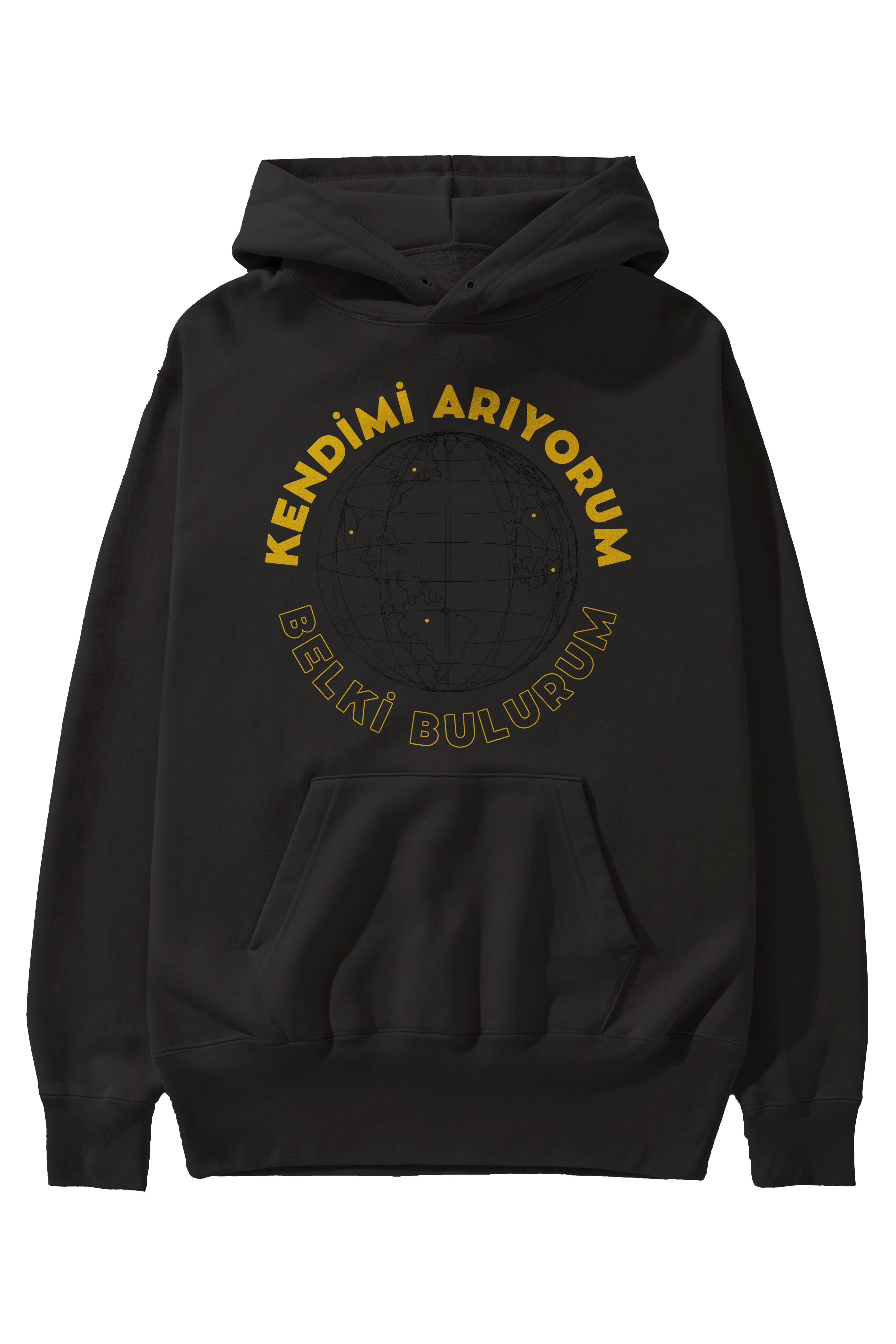 Kendimi Arıyorum Yazılı Ön Baskılı Oversize Hoodie Kapüşonlu Sweatshirt Erkek Kadın Unisex