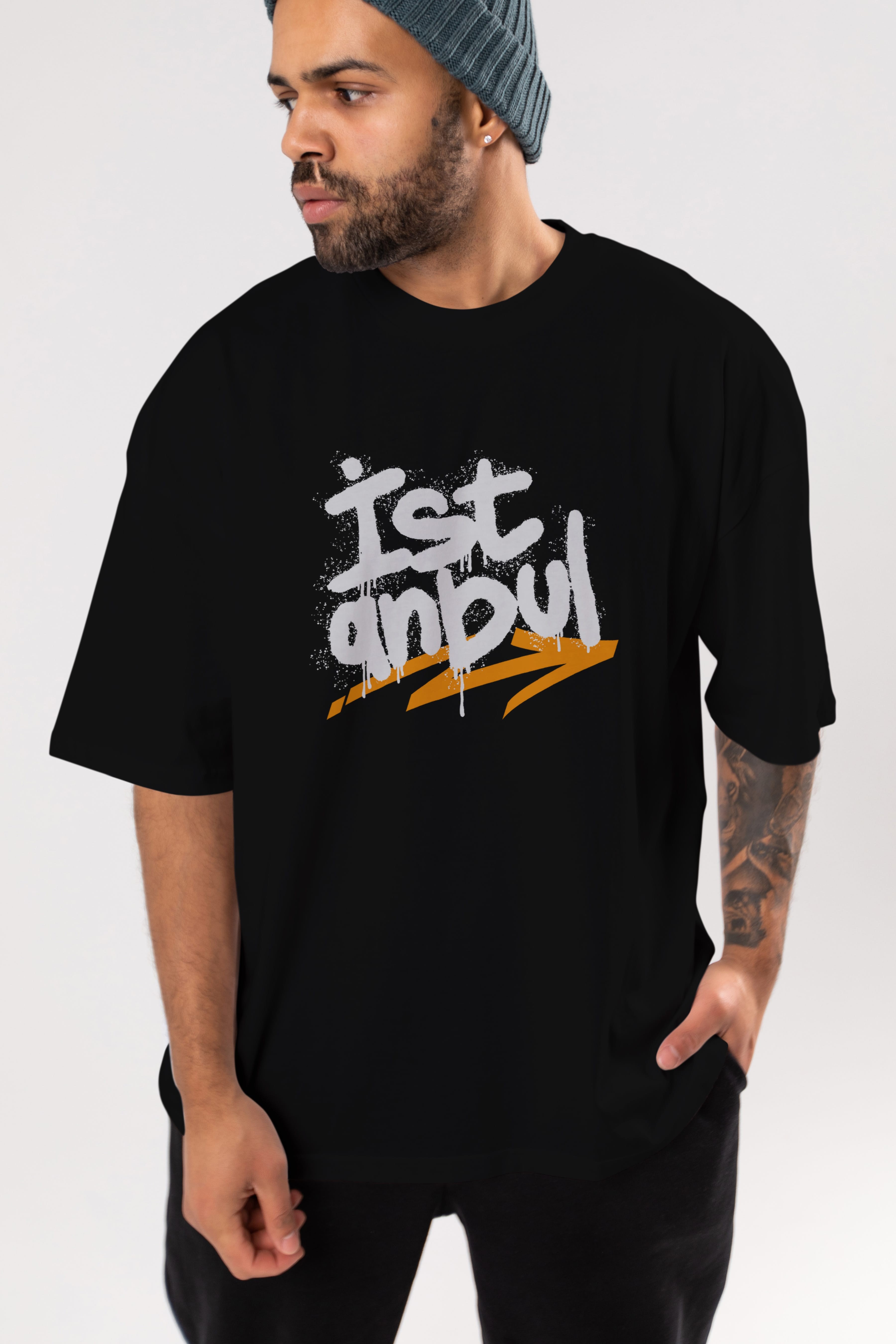 istanbul Yazılı Ön Baskılı Oversize t-shirt Erkek Kadın Unisex