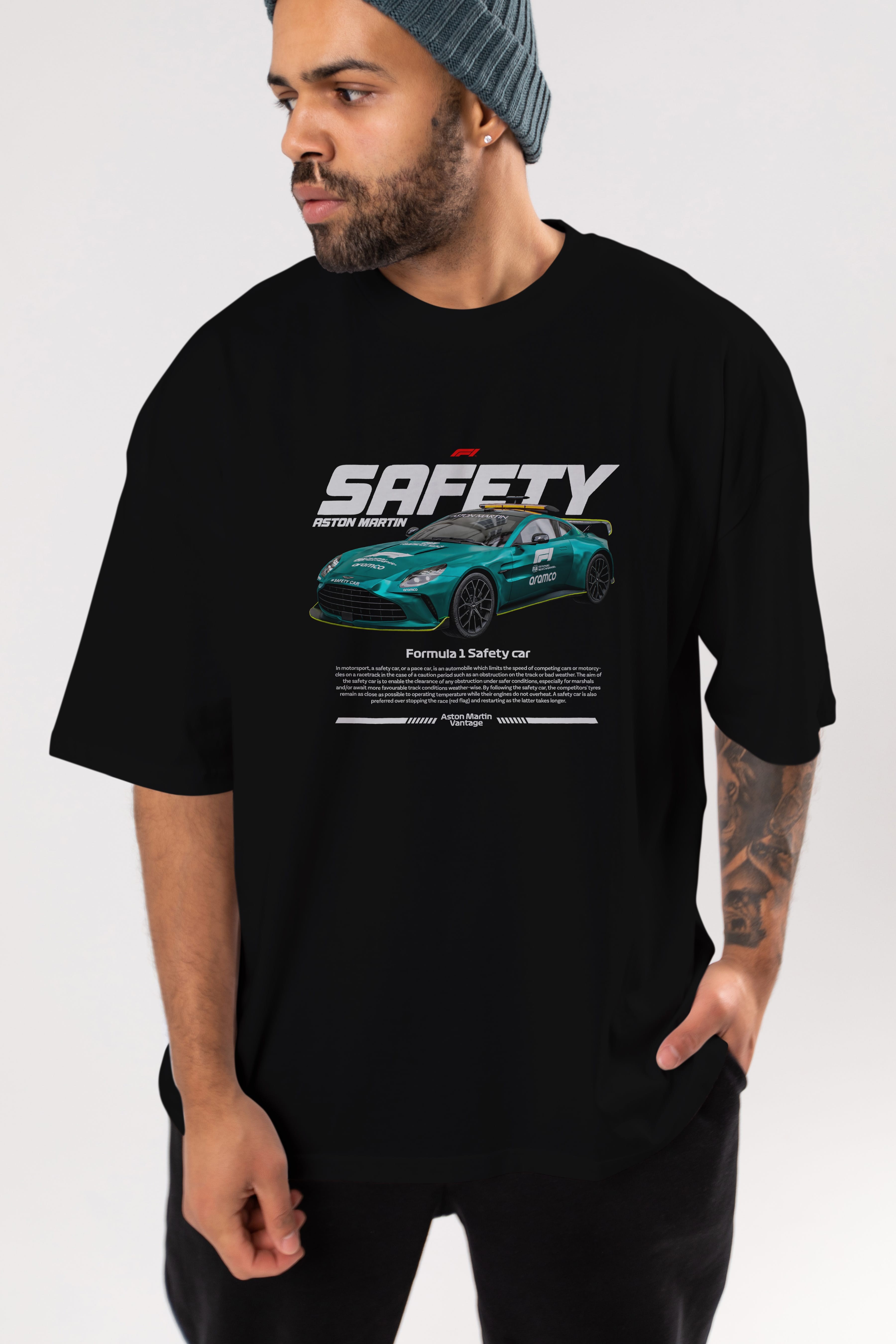 safety car f1 Ön Baskılı Oversize t-shirt Erkek Kadın Unisex %100 Pamuk Bisiklet Yaka tişort