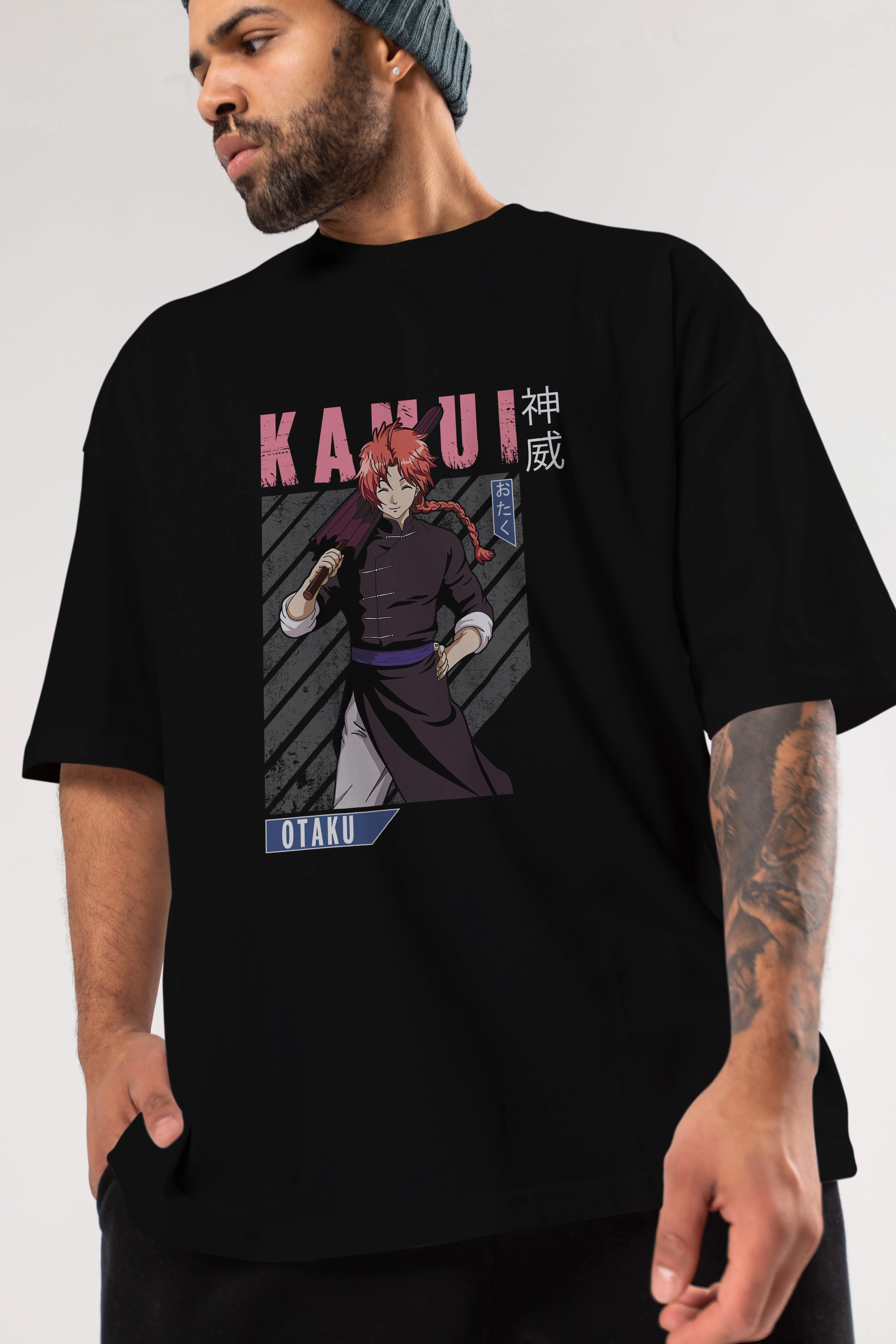 Kamui GINTAMA 1 Anime Ön Baskılı Oversize t-shirt %100 pamuk Erkek Kadın Unisex