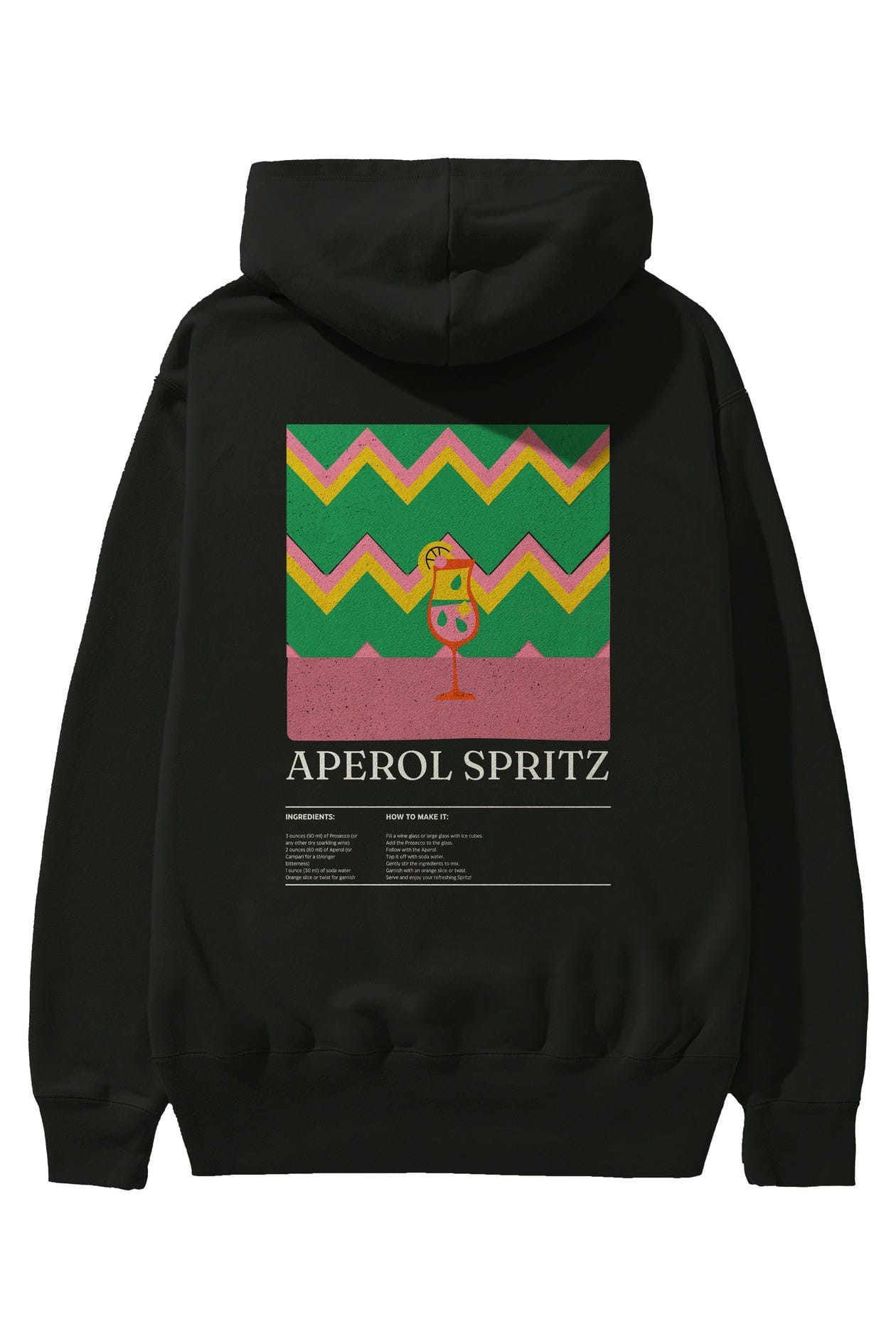 Aperol Spritz Kokteyl Arka Baskılı Hoodie Oversize Kapüşonlu Sweatshirt Erkek Kadın
