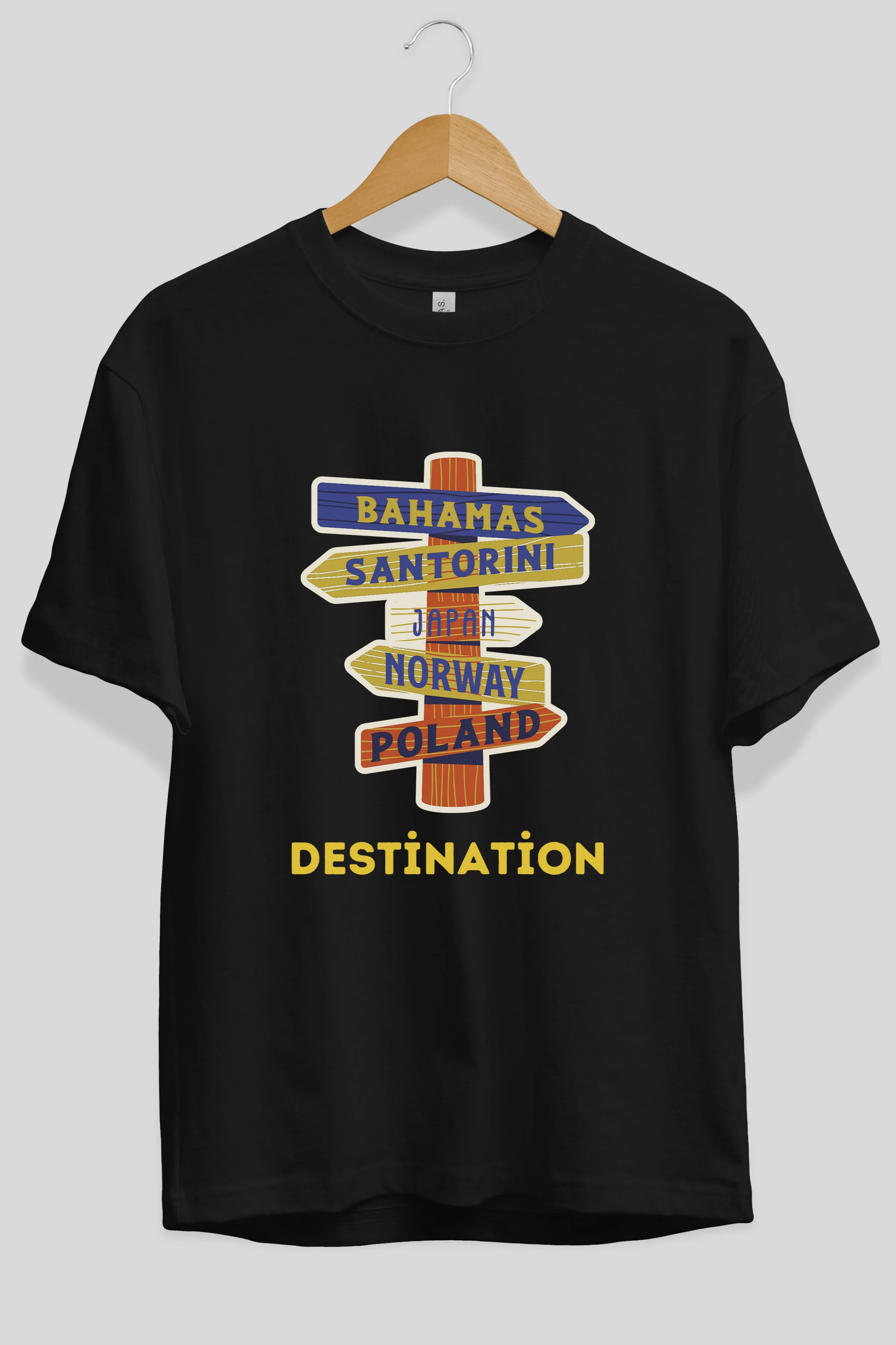 Destination Yazılı Ön Baskılı Oversize t-shirt Erkek Kadın Unisex