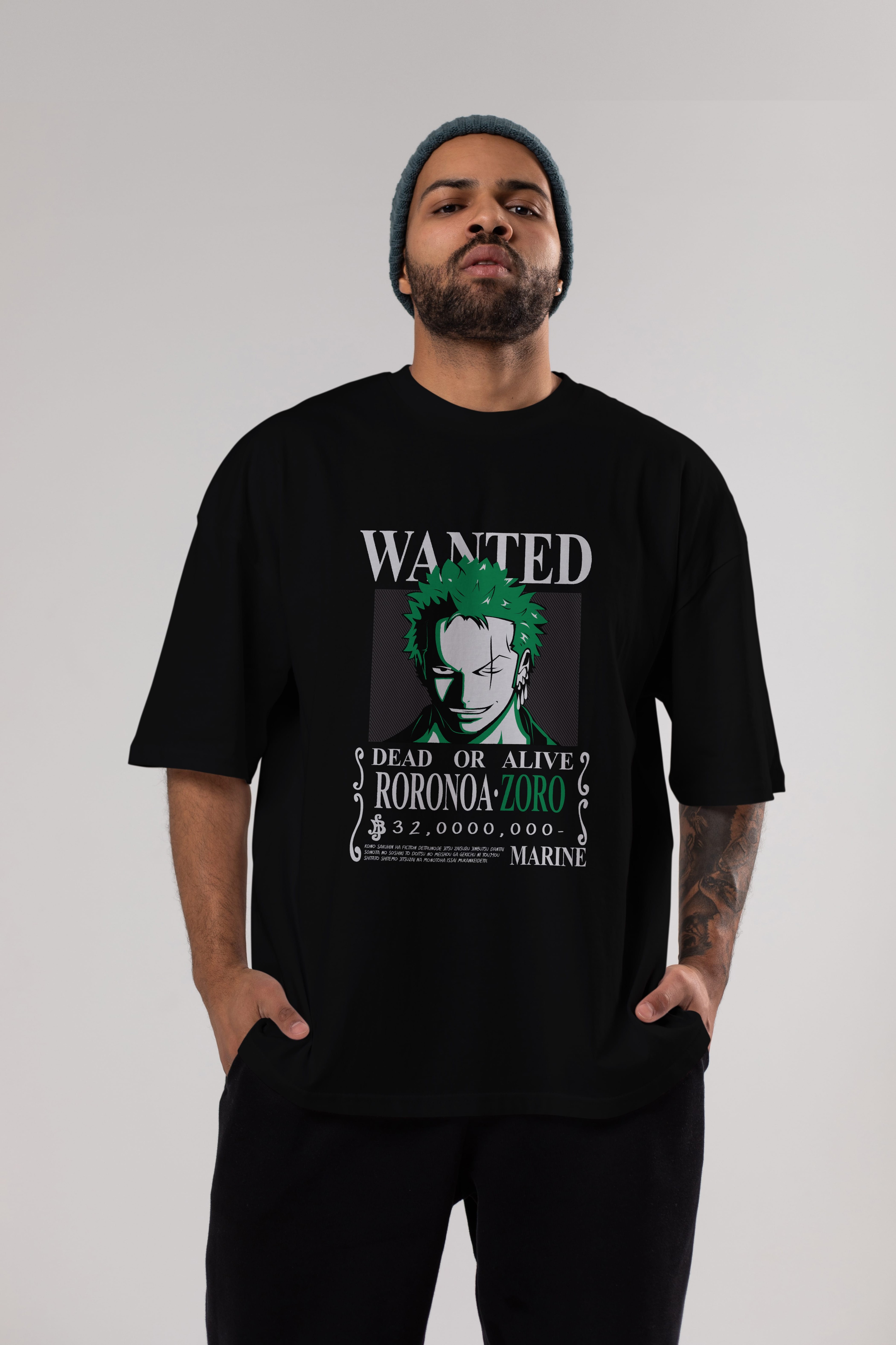 Roronoa Zoro Anime Ön Baskılı Oversize t-shirt Erkek Kadın Unisex