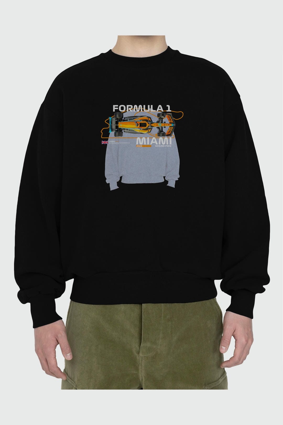 Formula 1 Miami Grand Prix Ön Baskılı Anime Oversize Sweatshirt Erkek Kadın Unisex
