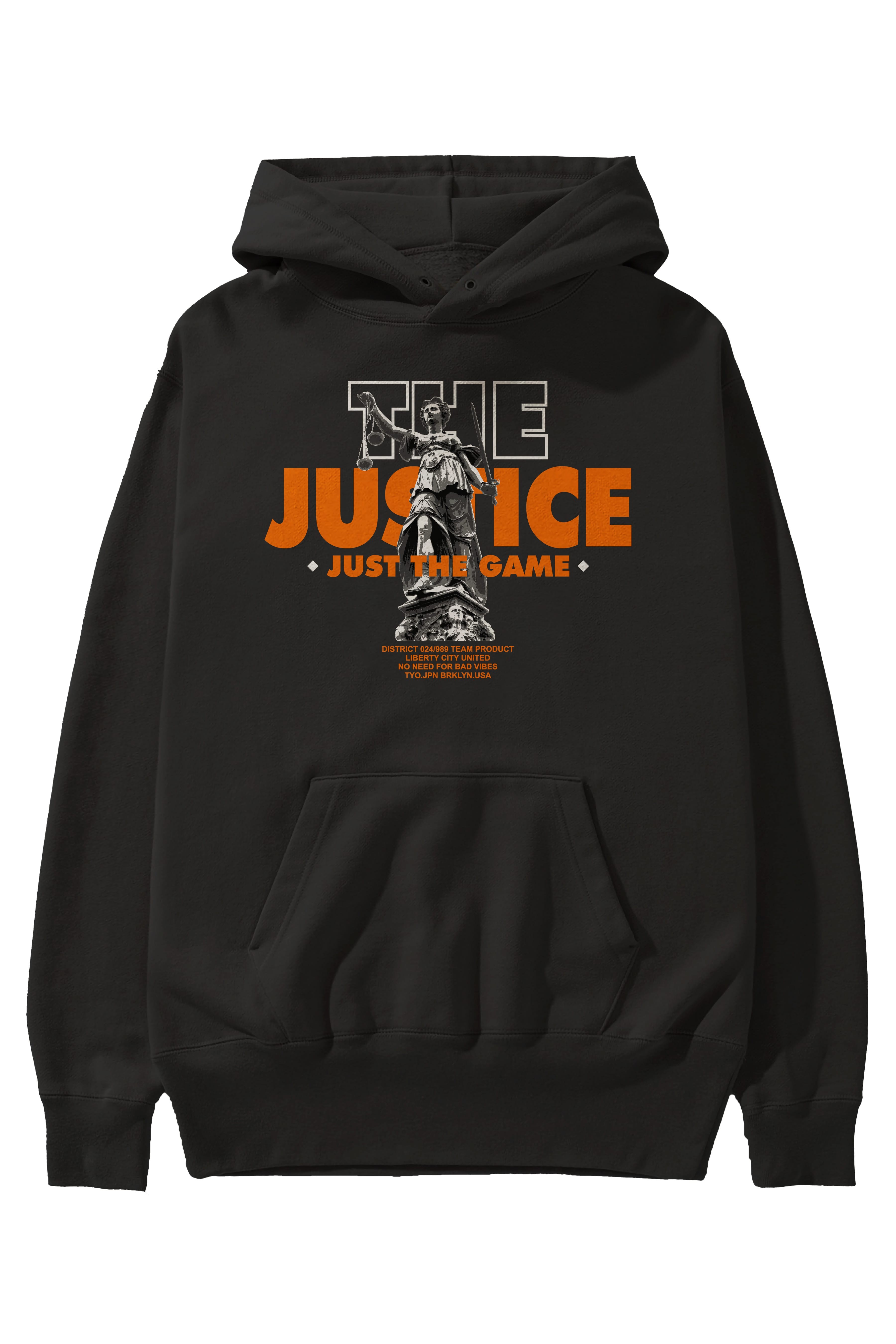 The Justice Ön Baskılı Hoodie Oversize Kapüşonlu Sweatshirt Erkek Kadın Unisex