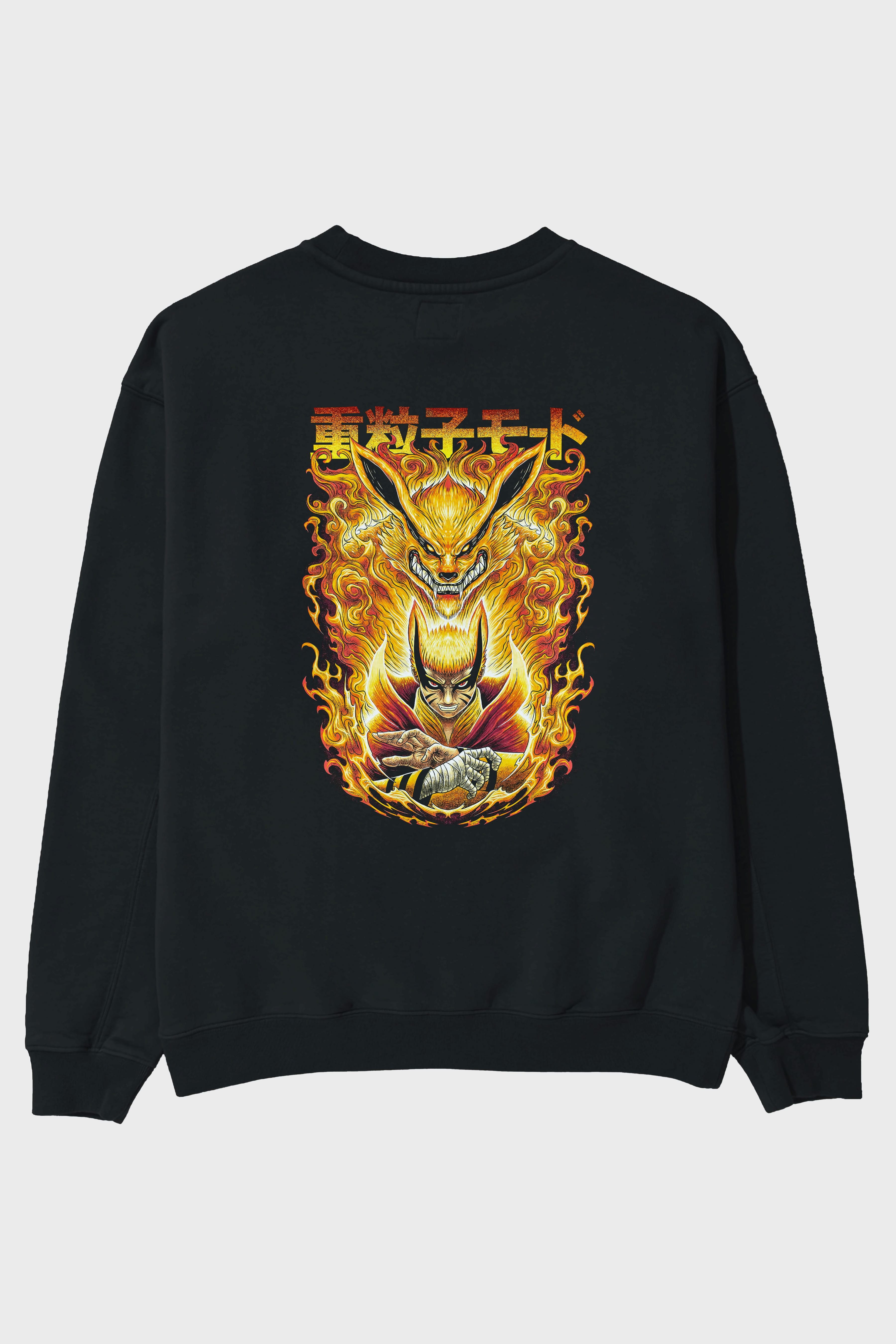 NARUTO KYUUBI 1 Anime Arka Baskılı Oversize Sweatshirt Erkek Kadın Unisex