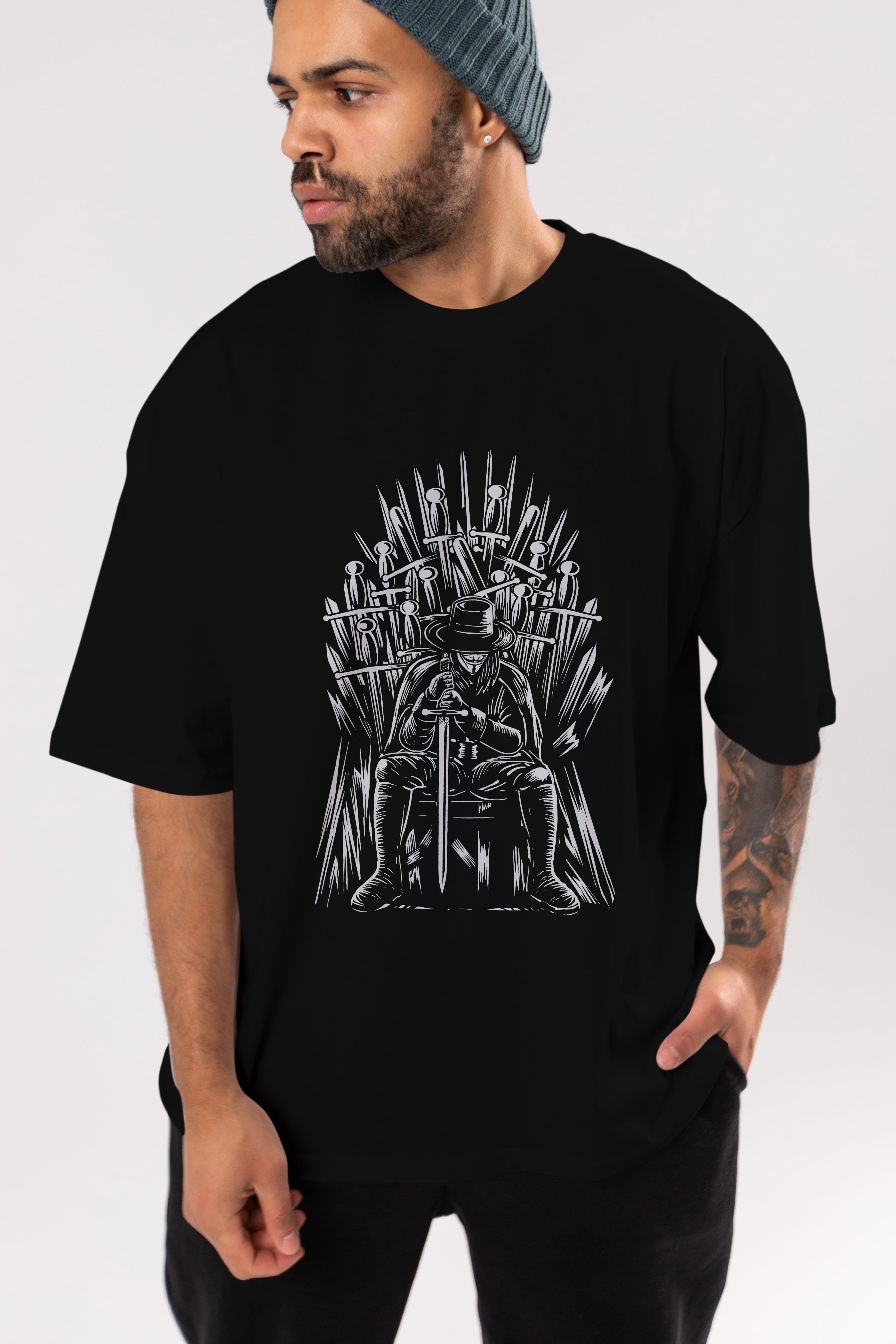 The Thrones Of Vendetta Ön Baskılı Oversize t-shirt Erkek Kadın Unisex %100 Pamuk tişort