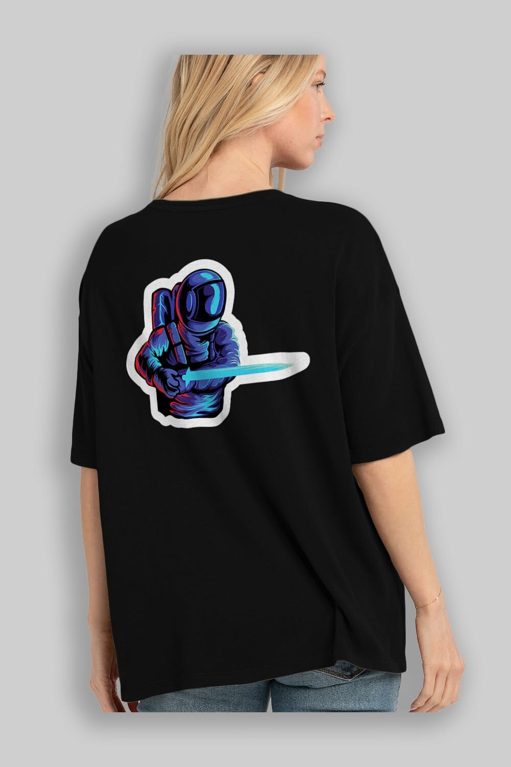 Astro Knight Sticker Arka Baskılı Oversize t-shirt Erkek Kadın Unisex