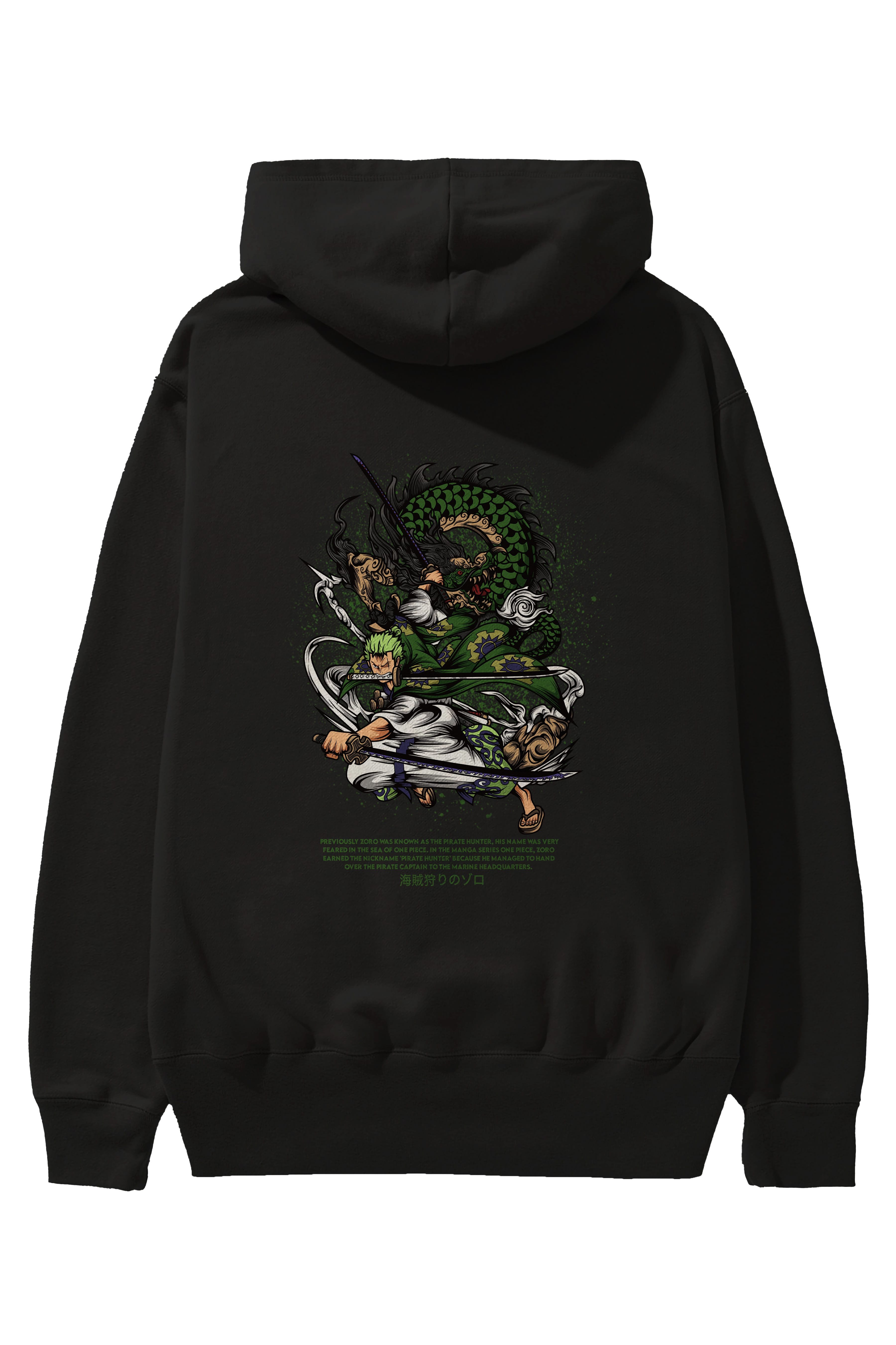 Zoro-ONE PIECE Anime Arka Baskılı Hoodie Oversize Kapüşonlu Sweatshirt Erkek Kadın Unisex