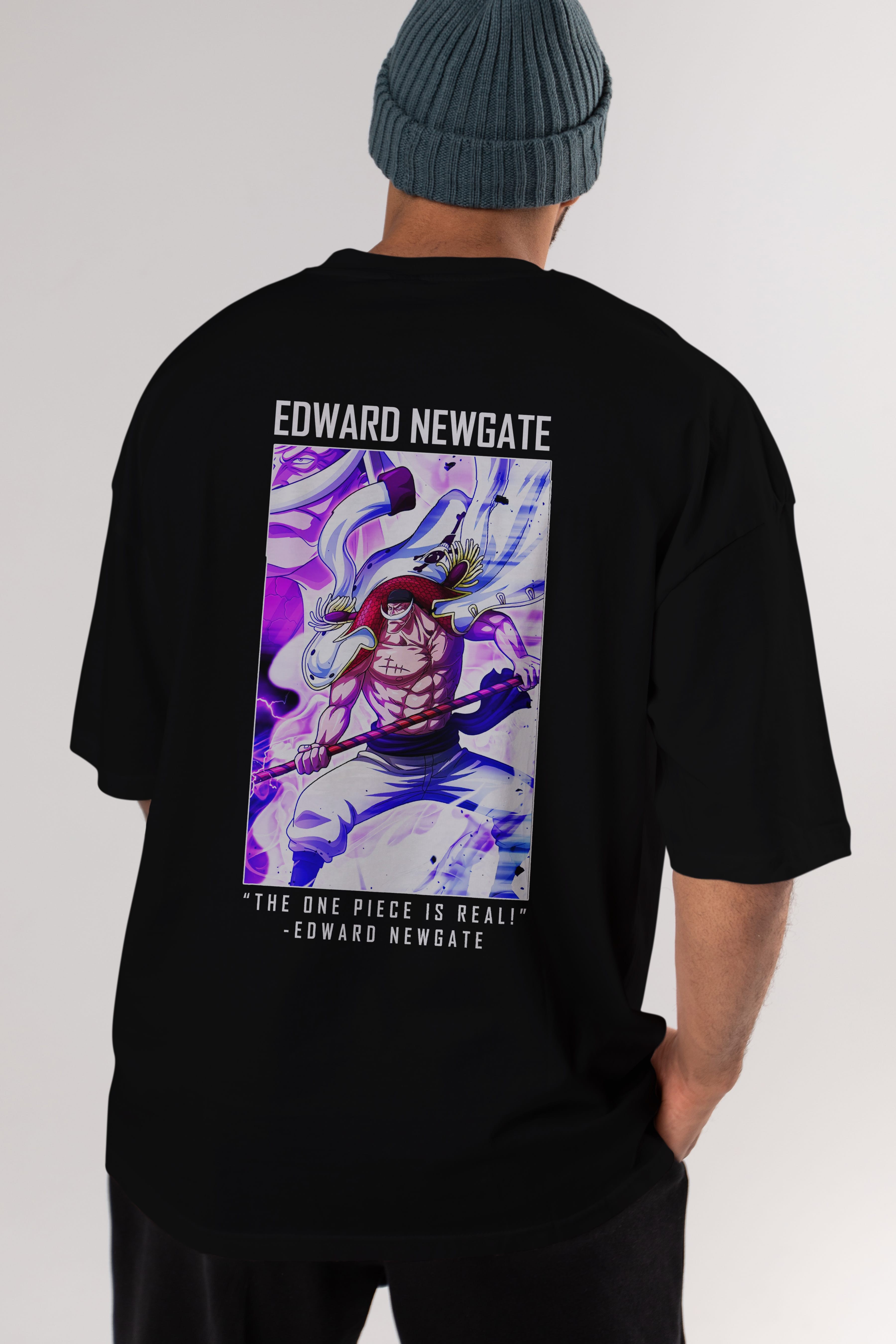 Edward Newgate Anime Arka Baskılı Oversize t-shirt Erkek Kadın Unisex %100 pamuk tişort