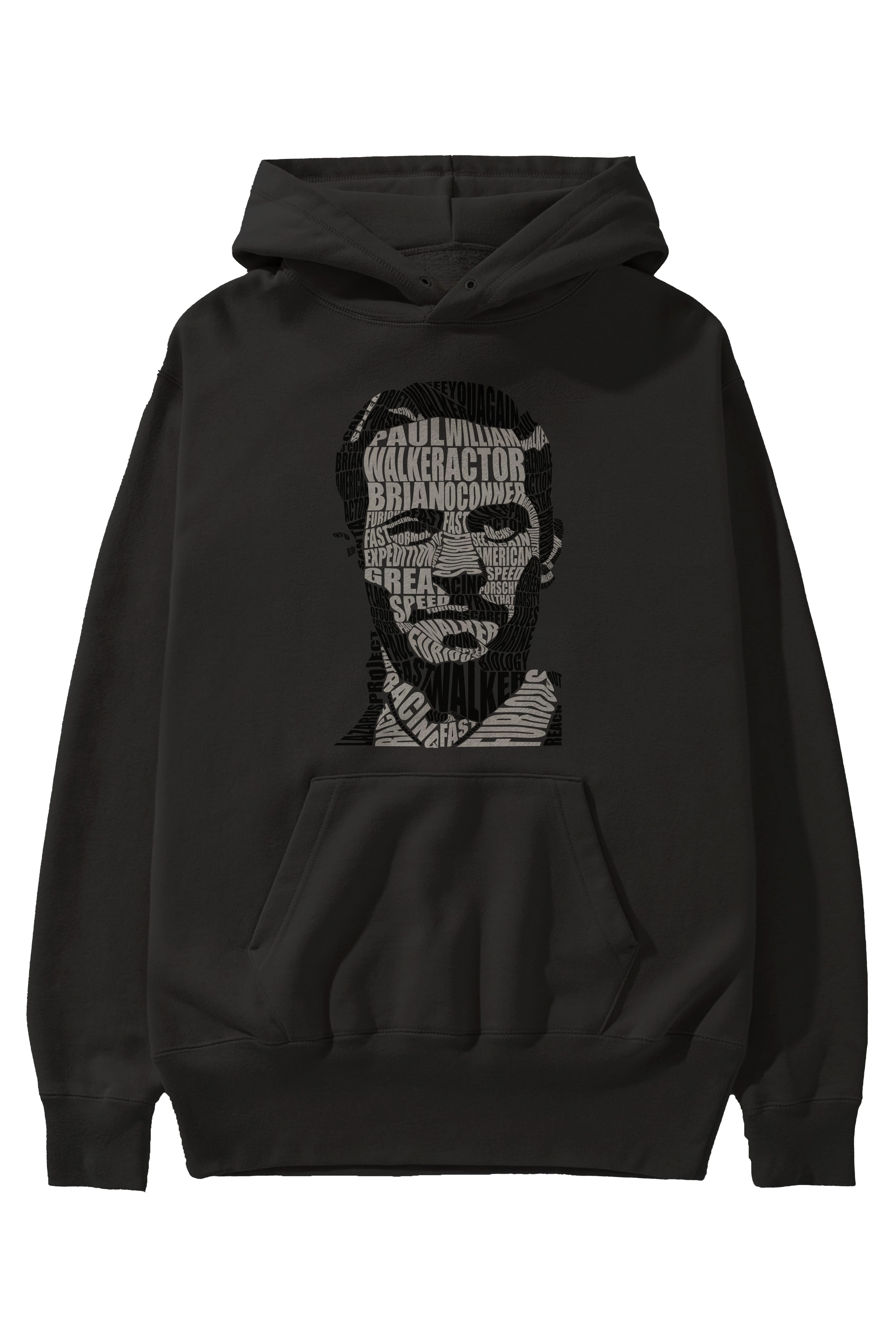 Paul Walker Calligram Ön Baskılı Hoodie Oversize Kapüşonlu Sweatshirt Erkek Kadın Unisex