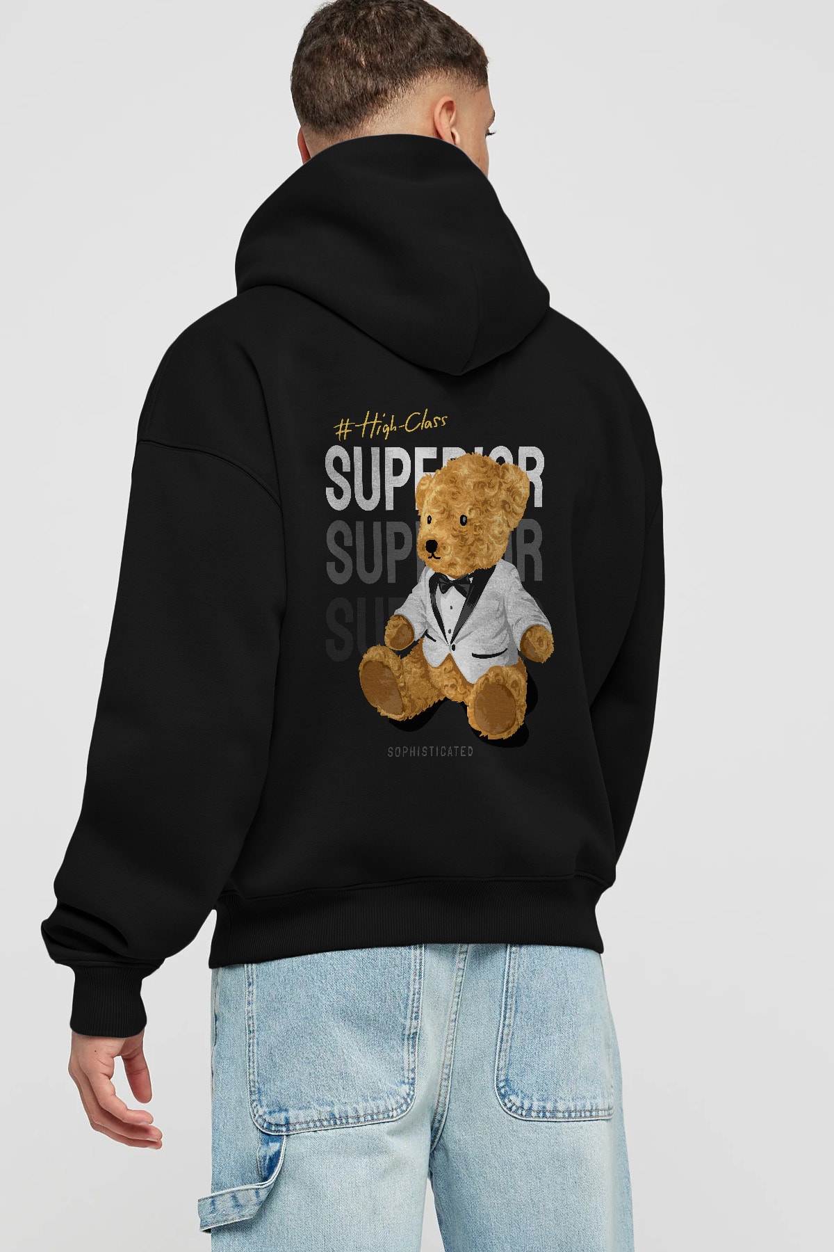 Teddy Bear Superior Arka Baskılı Hoodie Oversize Kapüşonlu Sweatshirt Erkek Kadın Unisex