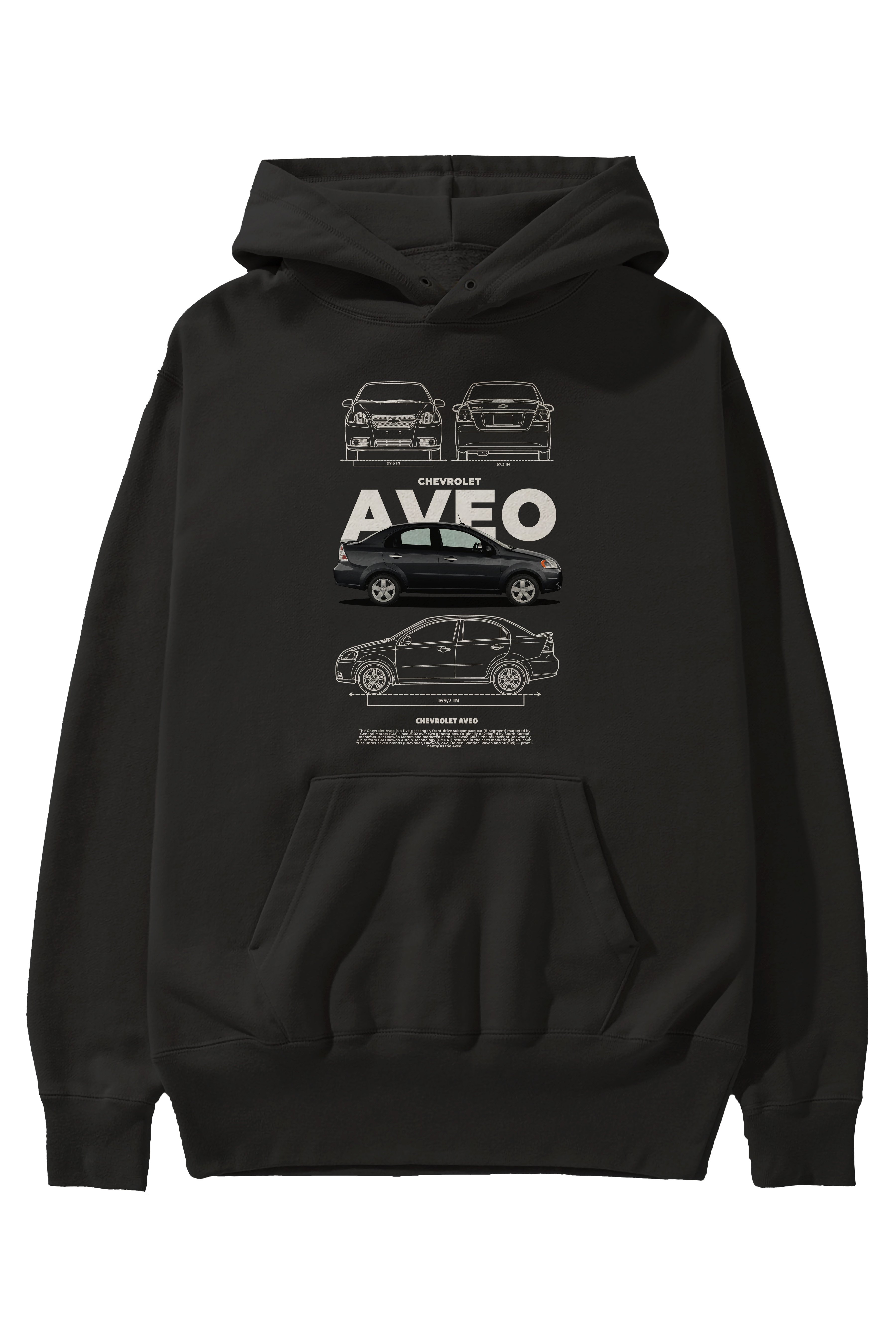 Chevrolet Aveo Ön Baskılı Hoodie Oversize Kapüşonlu Sweatshirt Erkek Kadın Unisex