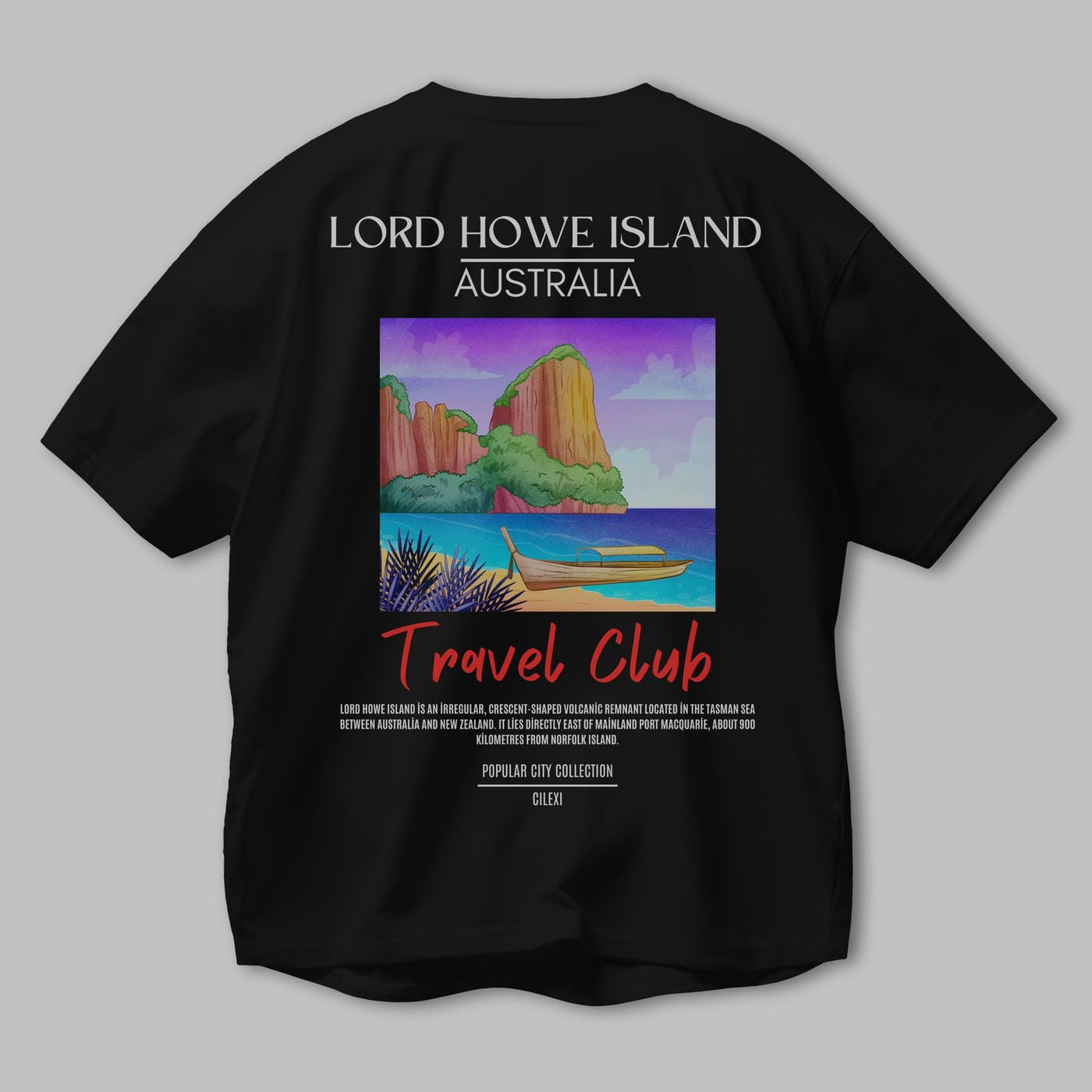 Lord Howe İsland Australia Arka Baskılı Oversize t-shirt Erkek Kadın Pamuk Bisiklet Yaka tişort