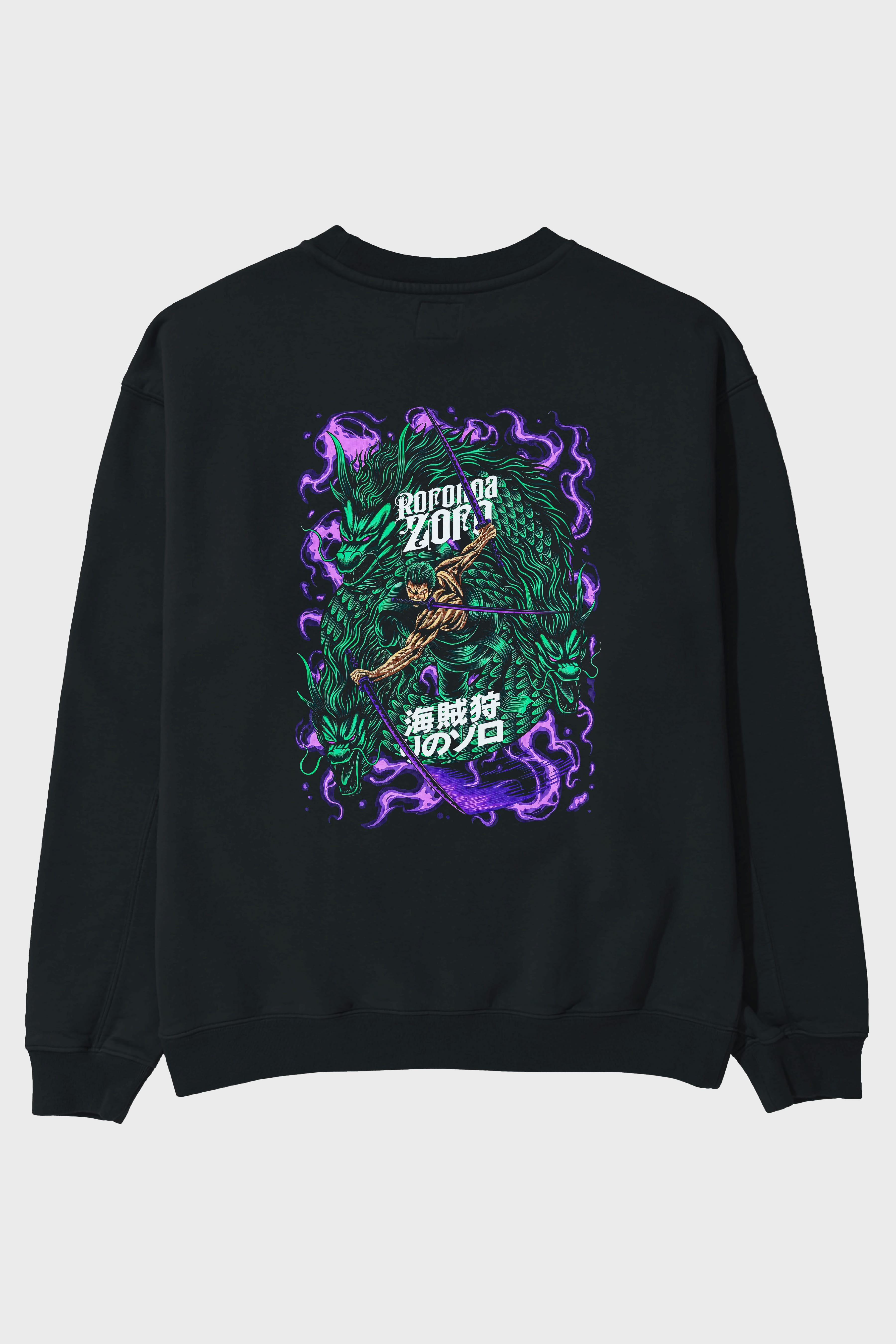 RORONOA ZORO 5 Anime Arka Baskılı Oversize Sweatshirt Erkek Kadın Unisex