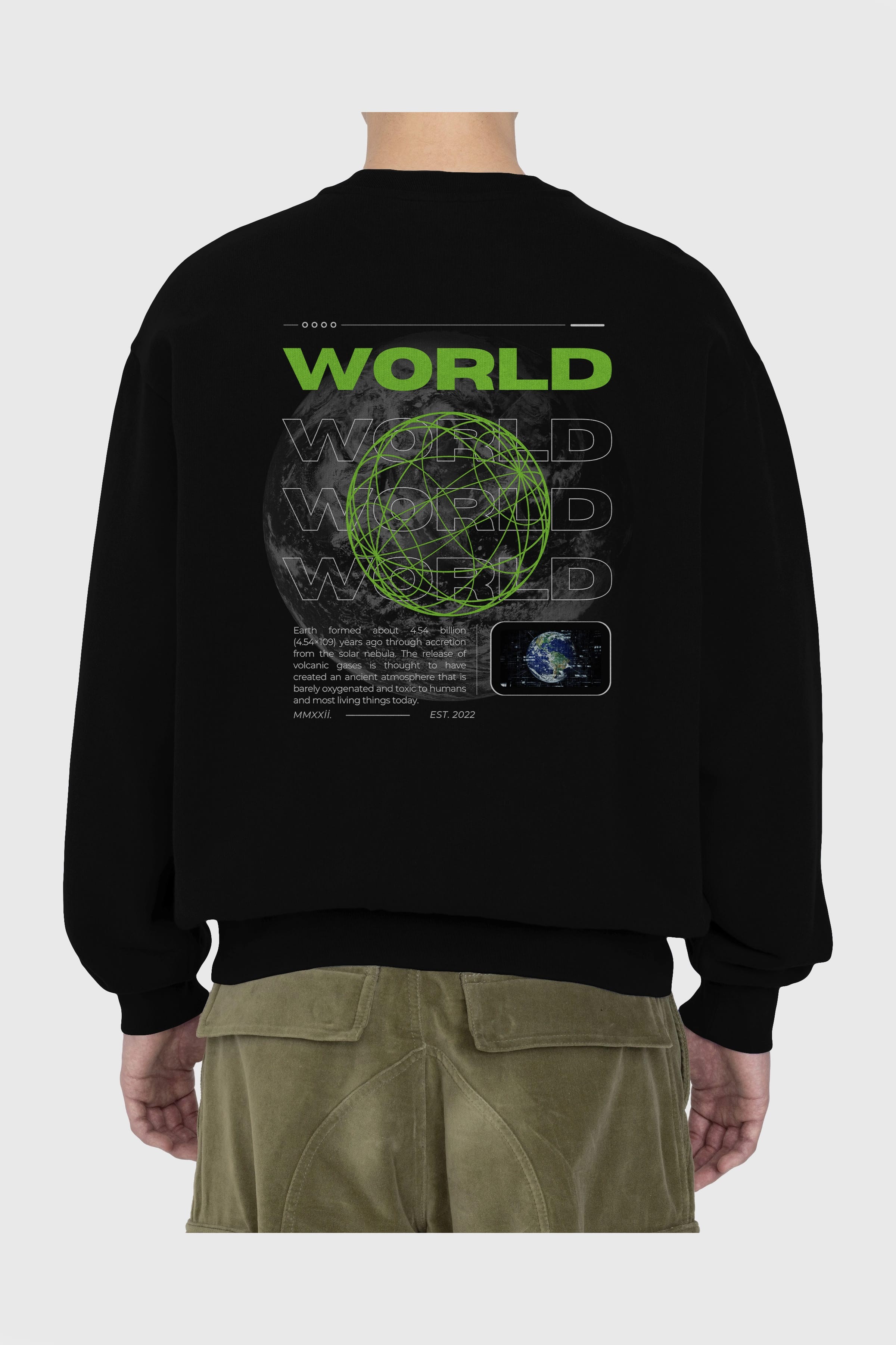 World Streetwear Arka Baskılı Oversize Sweatshirt Erkek Kadın Unisex