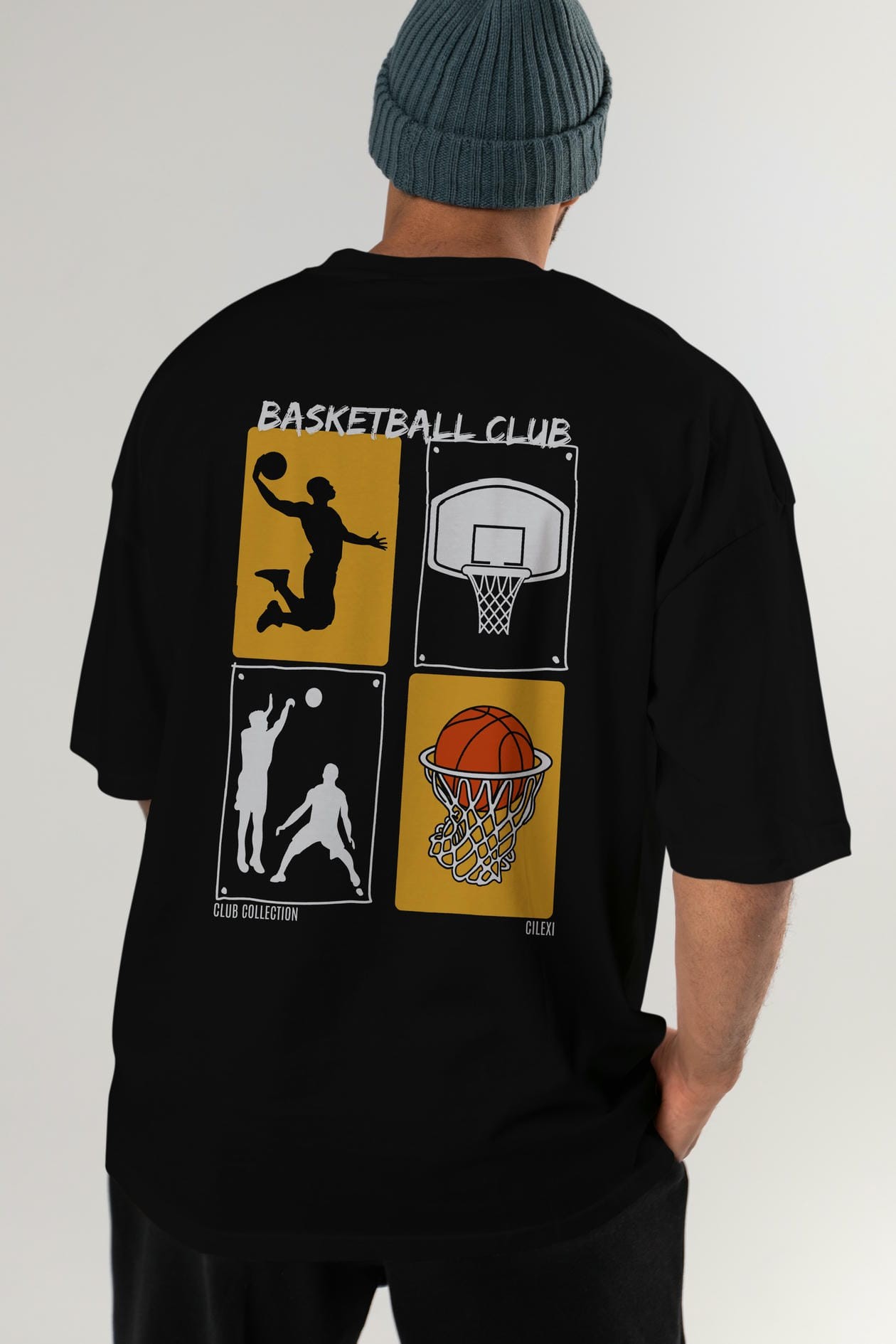 Basketball Club Arka Baskılı Oversize t-shirt Erkek Kadın %100 Pamuk Bisiklet Yaka tişort