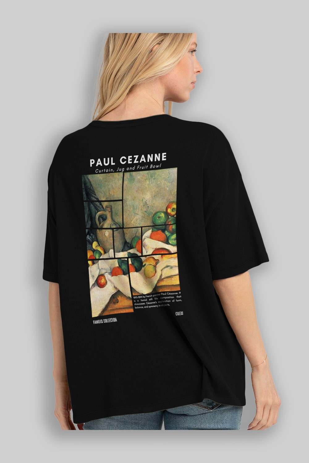 Paul Cezanne Curtain Arka Baskılı Oversize t-shirt Erkek Kadın Bisiklet Yaka Pamuk tişort
