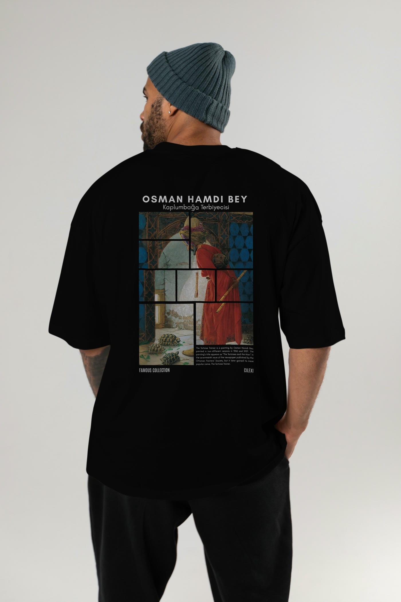 Osman Hamdi Bey Arka Baskılı Oversize t-shirt Erkek Kadın Bisiklet Yaka Pamuk tişort