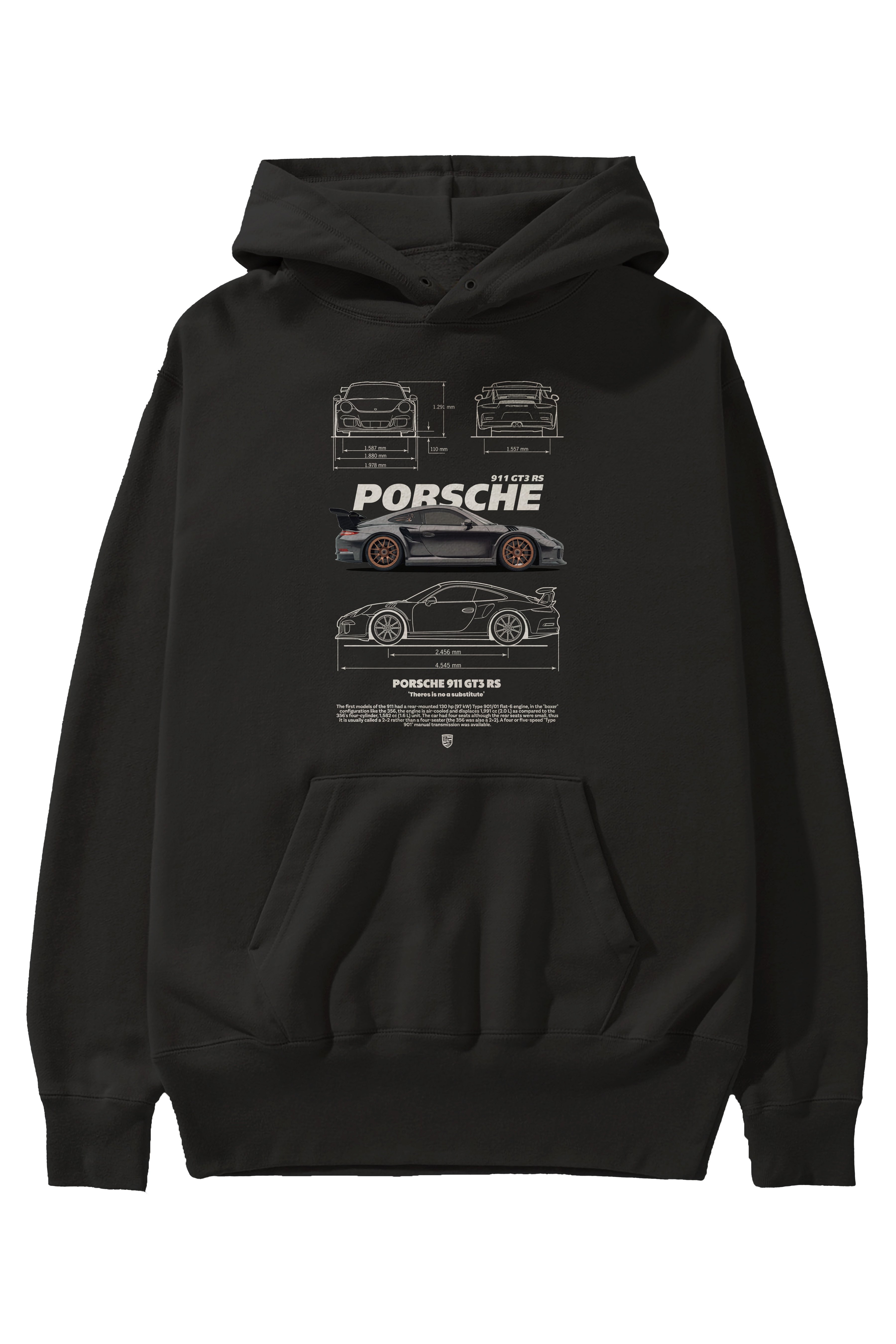 porsche 911 GT3 RS 1 Ön Baskılı Hoodie Oversize Kapüşonlu Sweatshirt Erkek Kadın Unisex