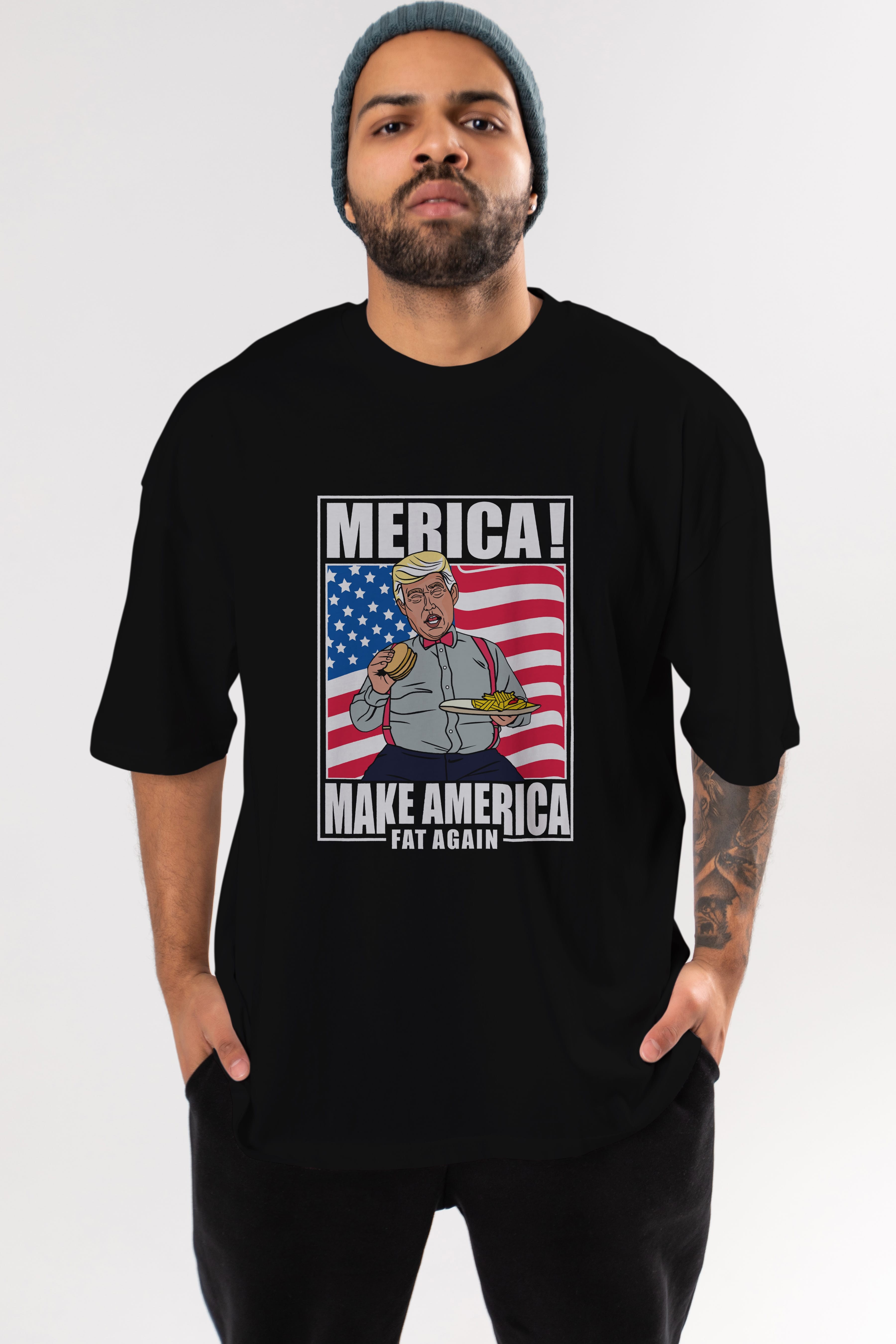 Trump Burger Ön Baskılı Oversize t-shirt Erkek Kadın Unisex %100 Pamuk tişort